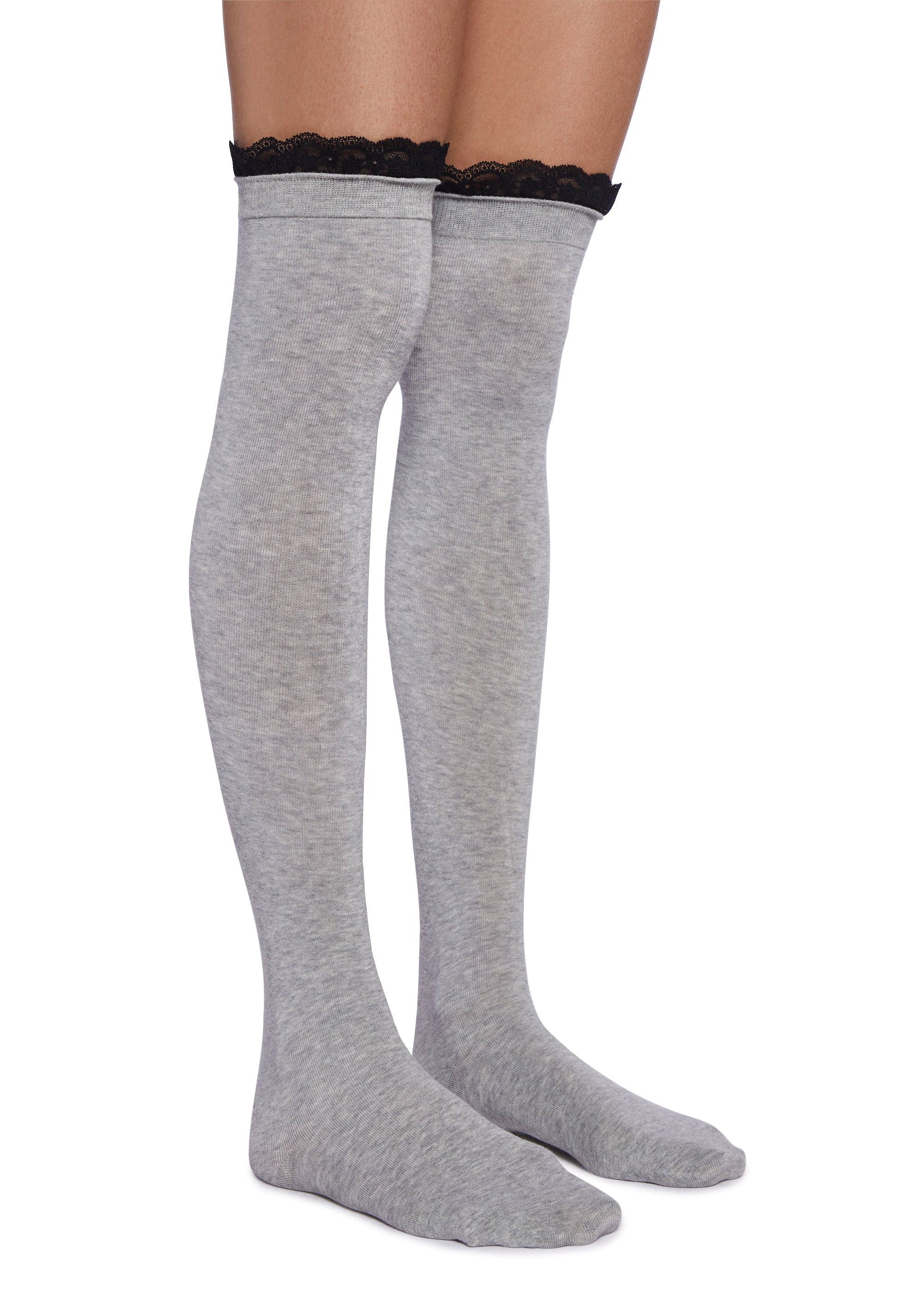 Modern Flirt 2-Pack Thigh High Sock Set - Pink/Gray - Image 3