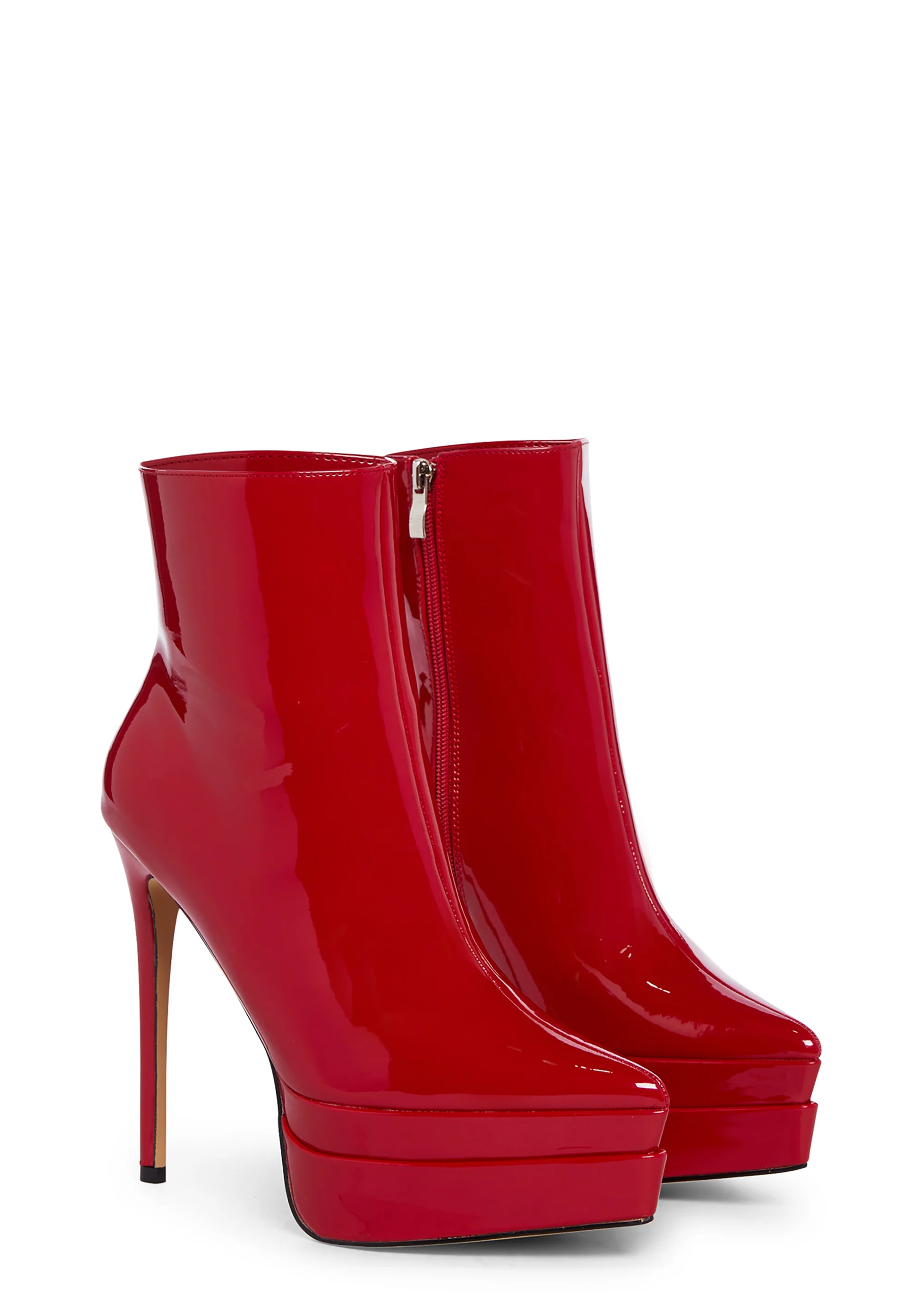 Mondavi Heeled Platform Boots - Red - Image 3
