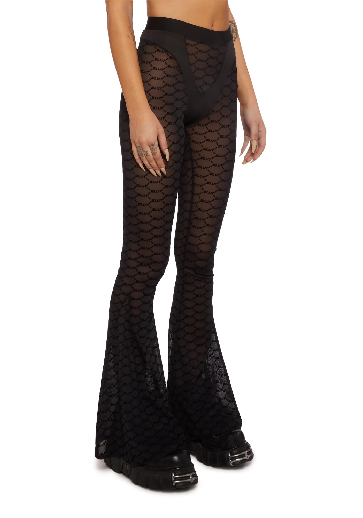 Monogram Mesh Flare Pants - Image 3