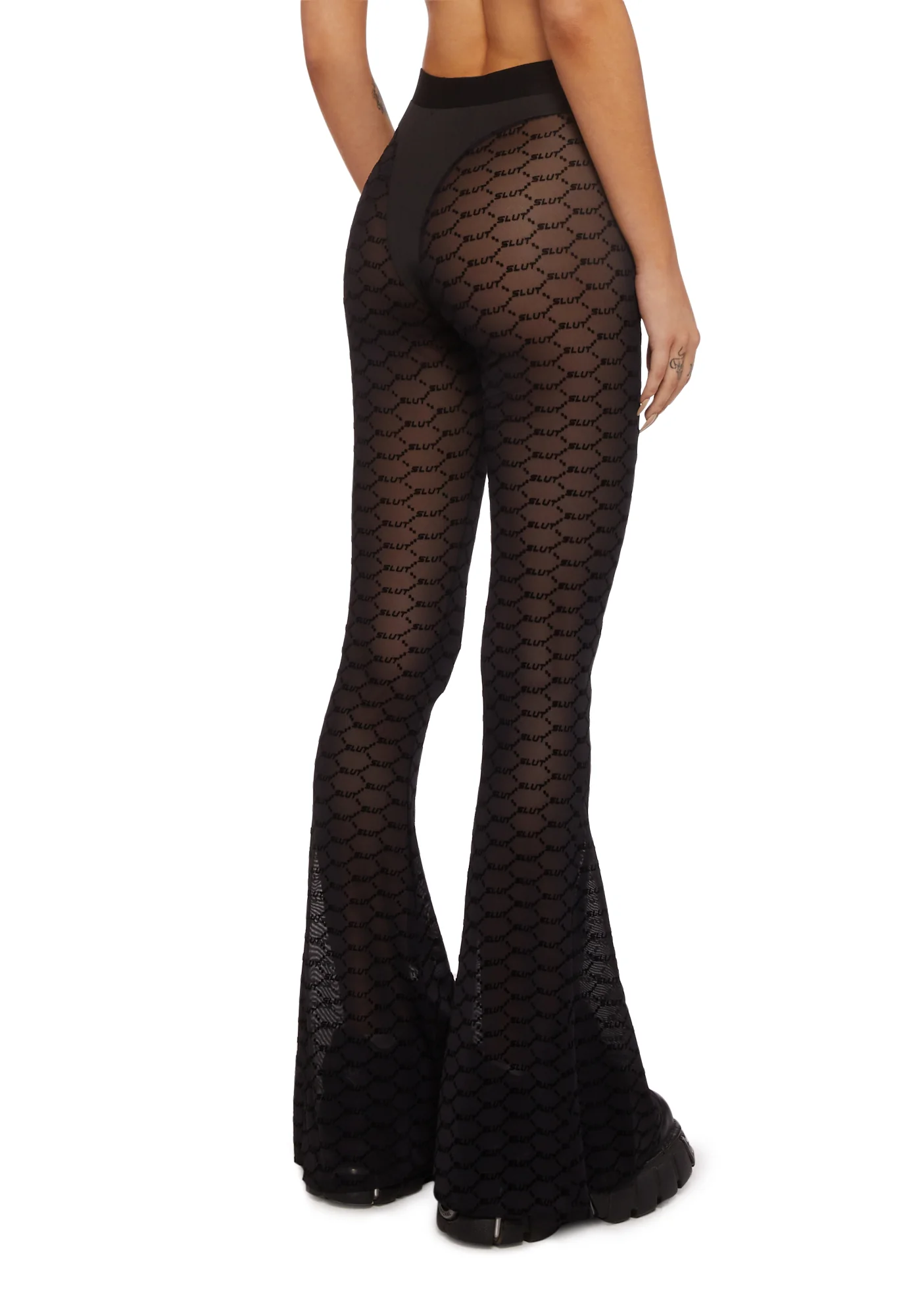 Monogram Mesh Flare Pants - Image 4