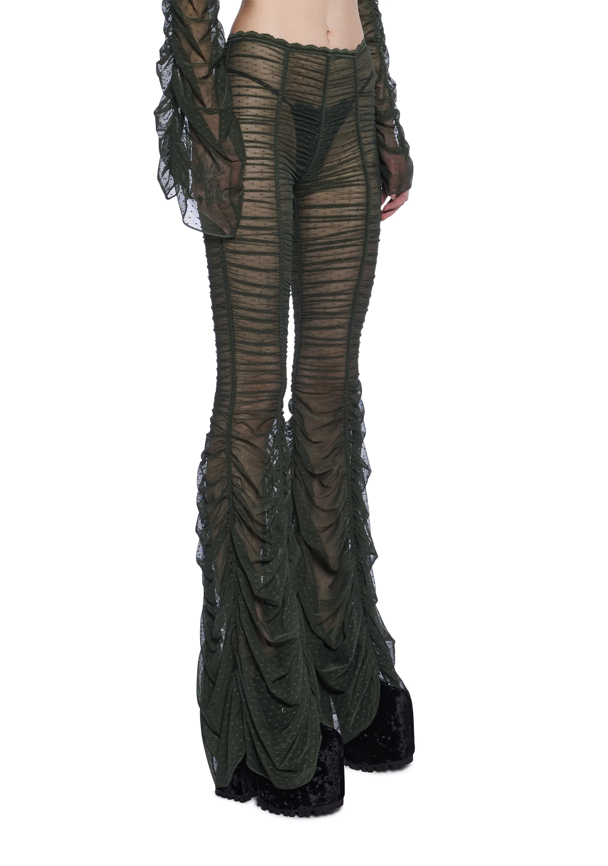 Moonchild Elegance Flared Pants - Olive - Image 4