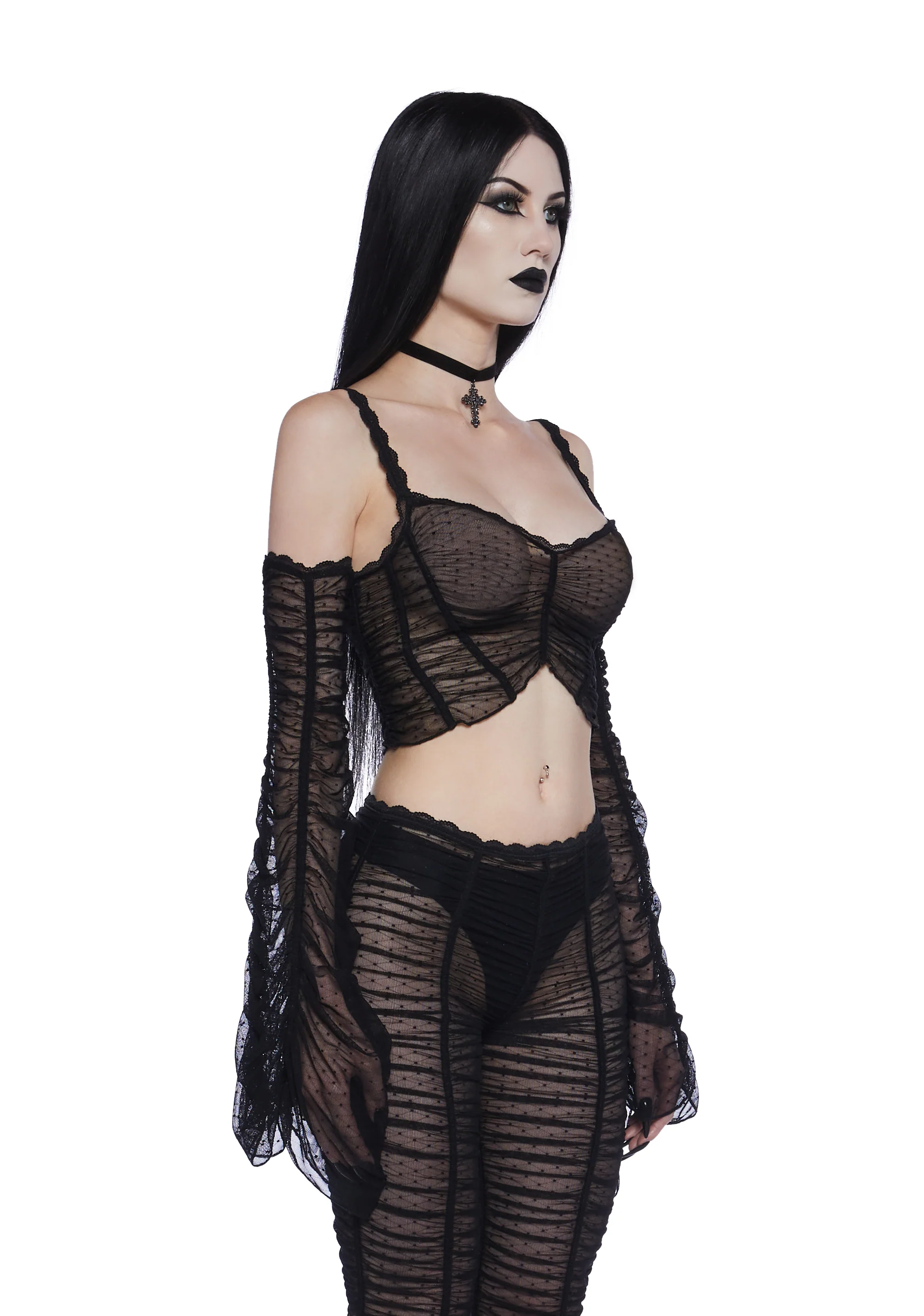 Moonchild Elegance Long Sleeve Top - Black - Image 4