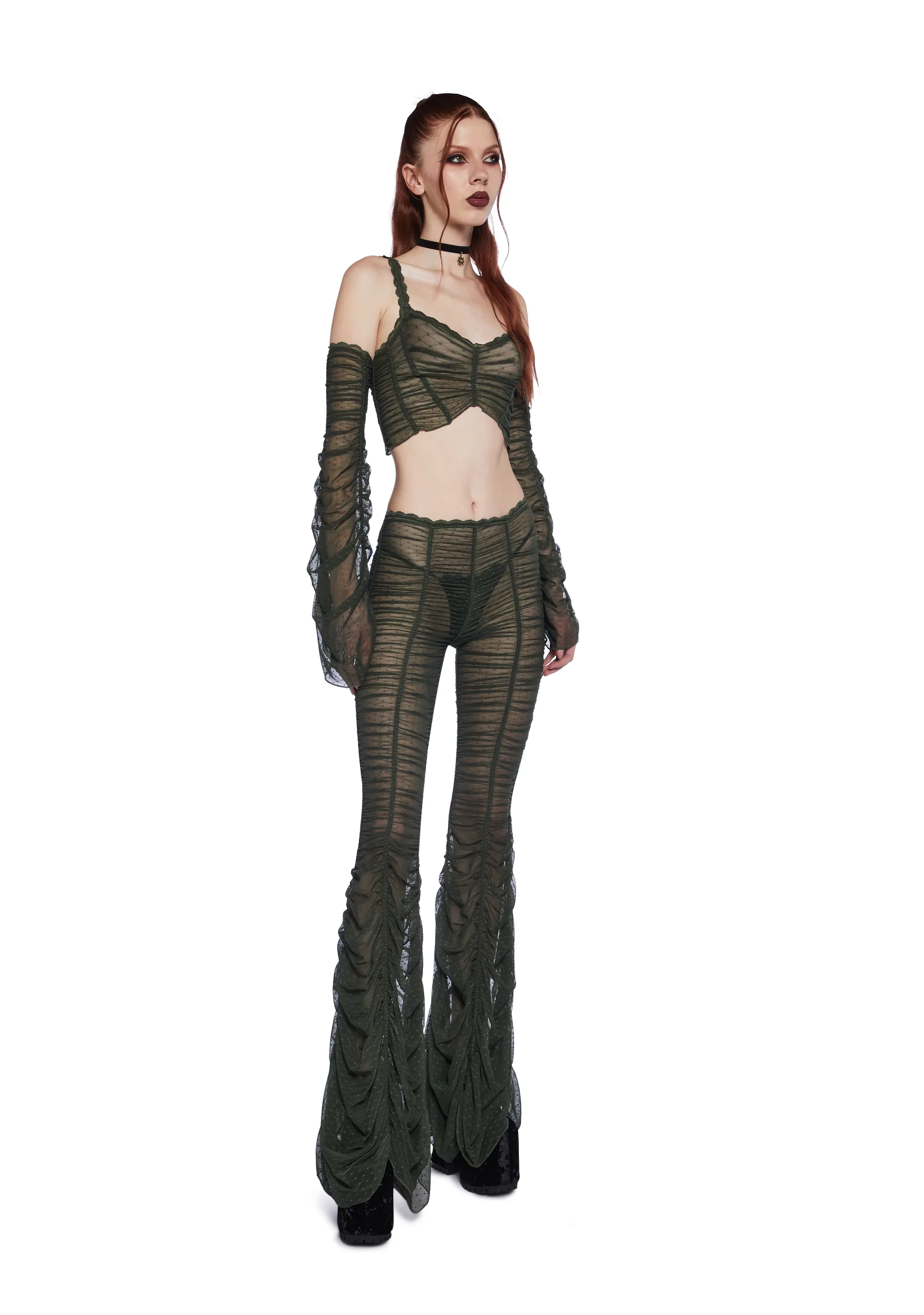 Moonchild Elegance Long Sleeve Top - Olive - Image 2