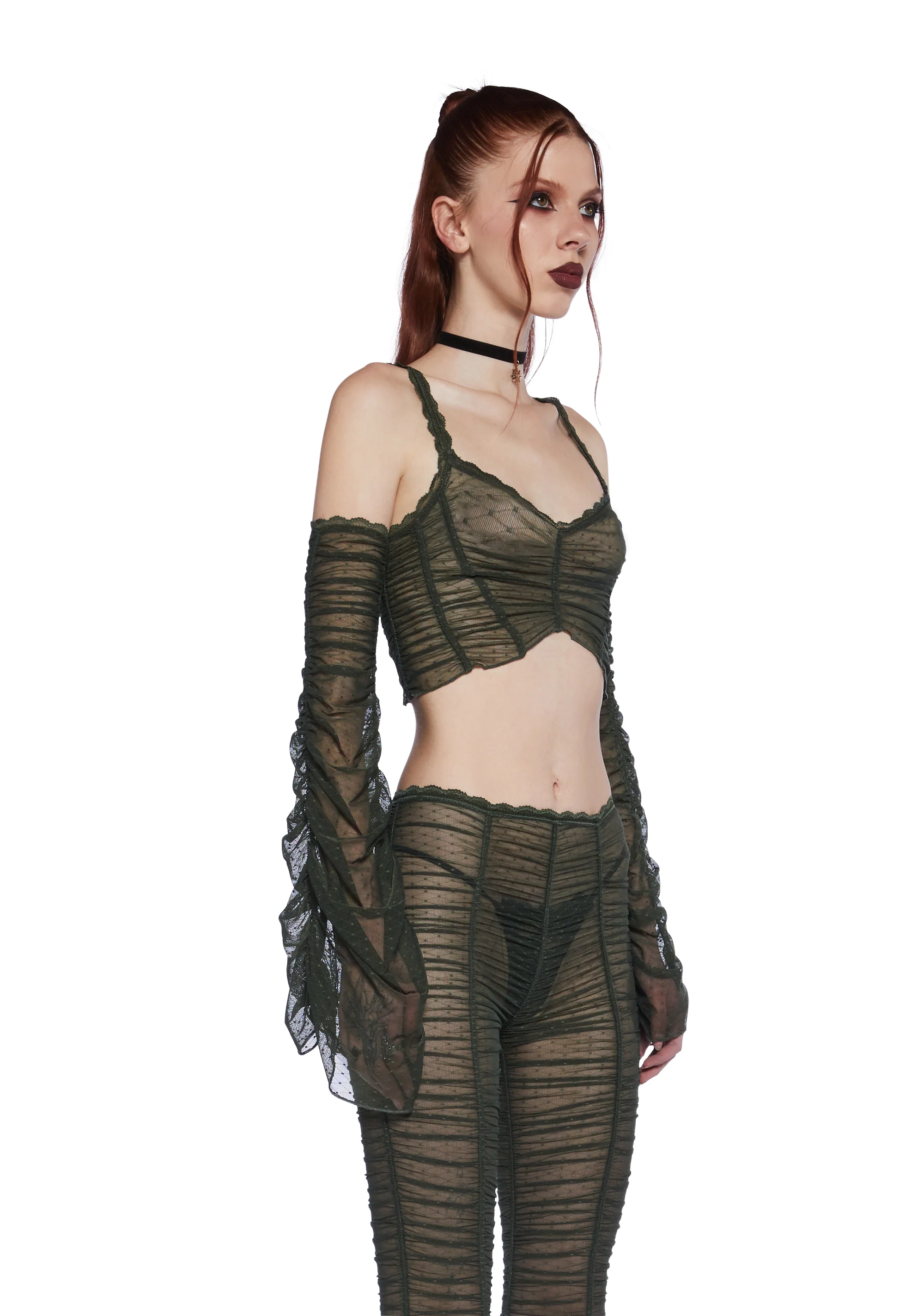 Moonchild Elegance Long Sleeve Top - Olive - Image 3