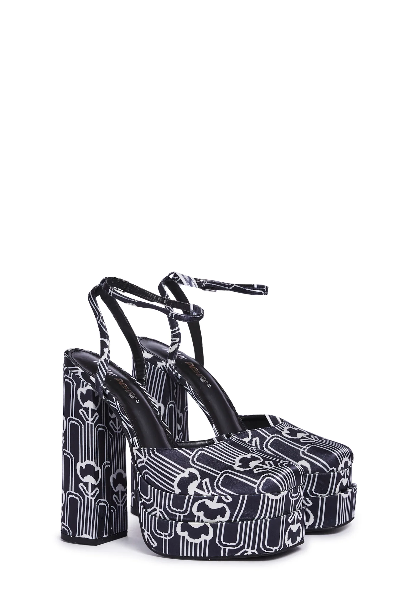 Moonchild Satin Platform Heels - Black/White - Image 3