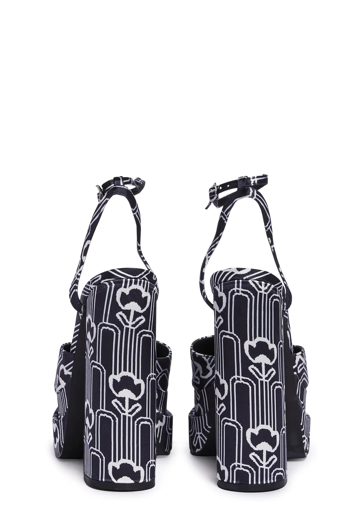 Moonchild Satin Platform Heels - Black/White - Image 4