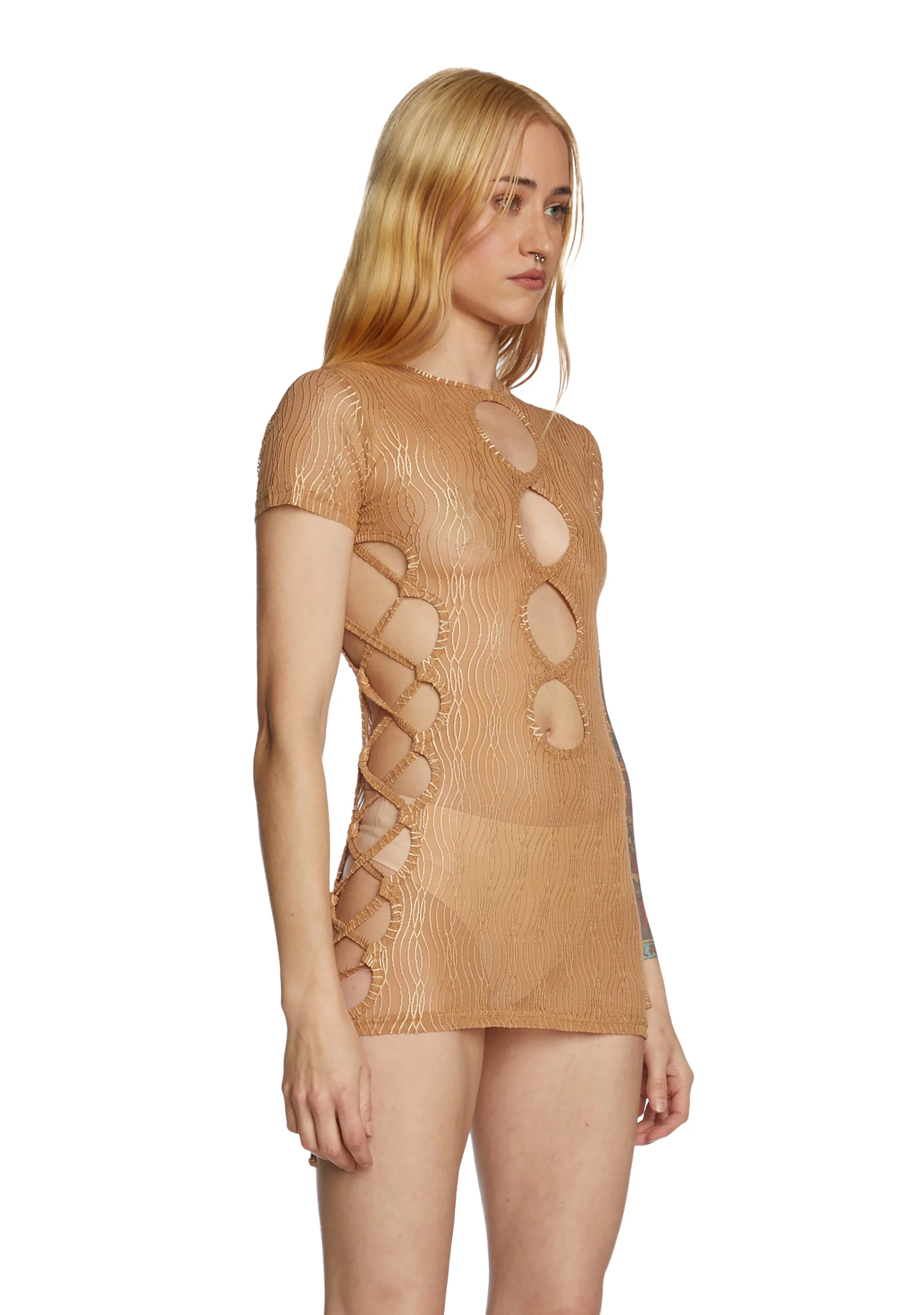Eternal Appeal Mini Dress - Light Brown - Image 3