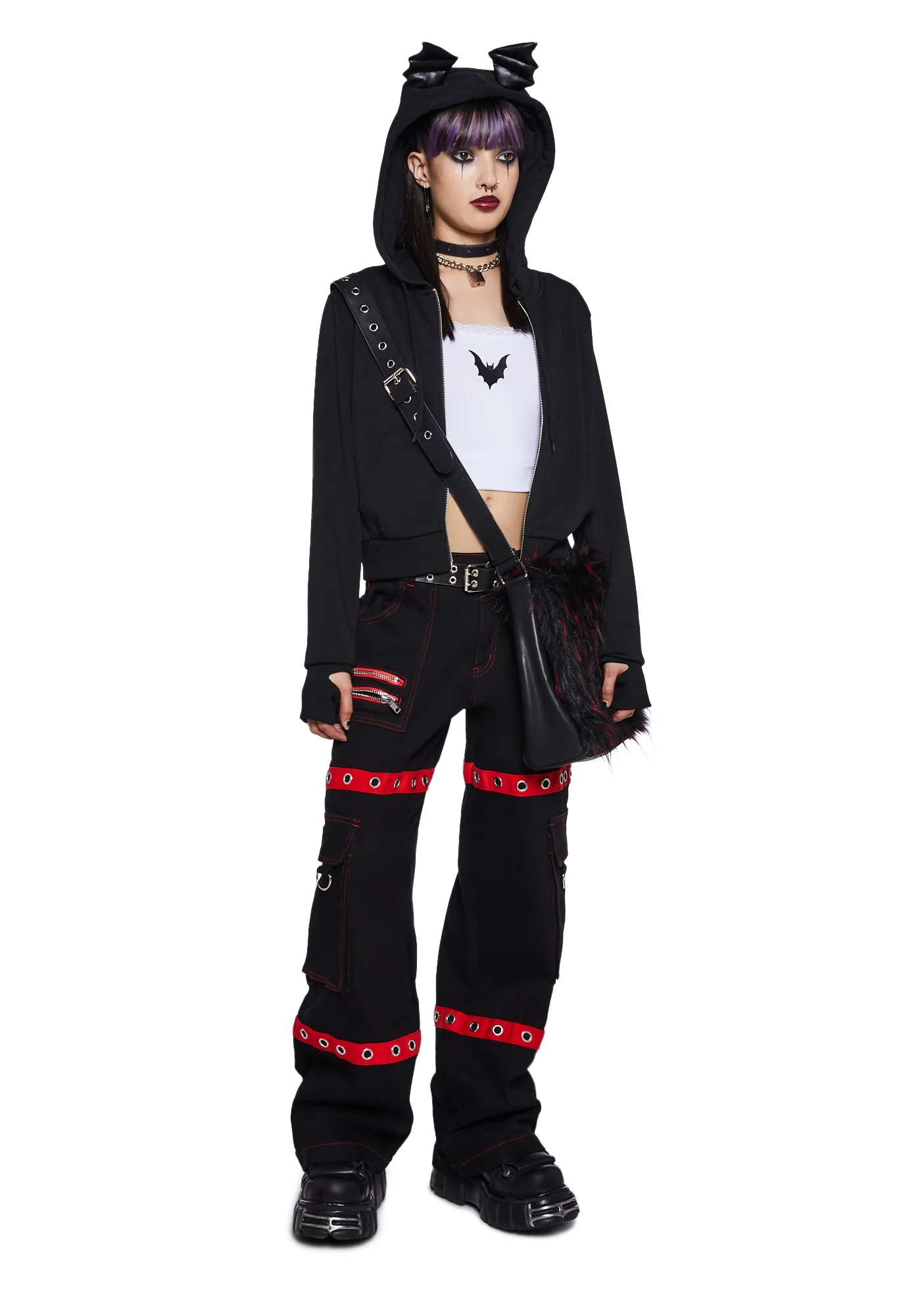 Mortal Solitude Cargo Pants - Red - Image 2