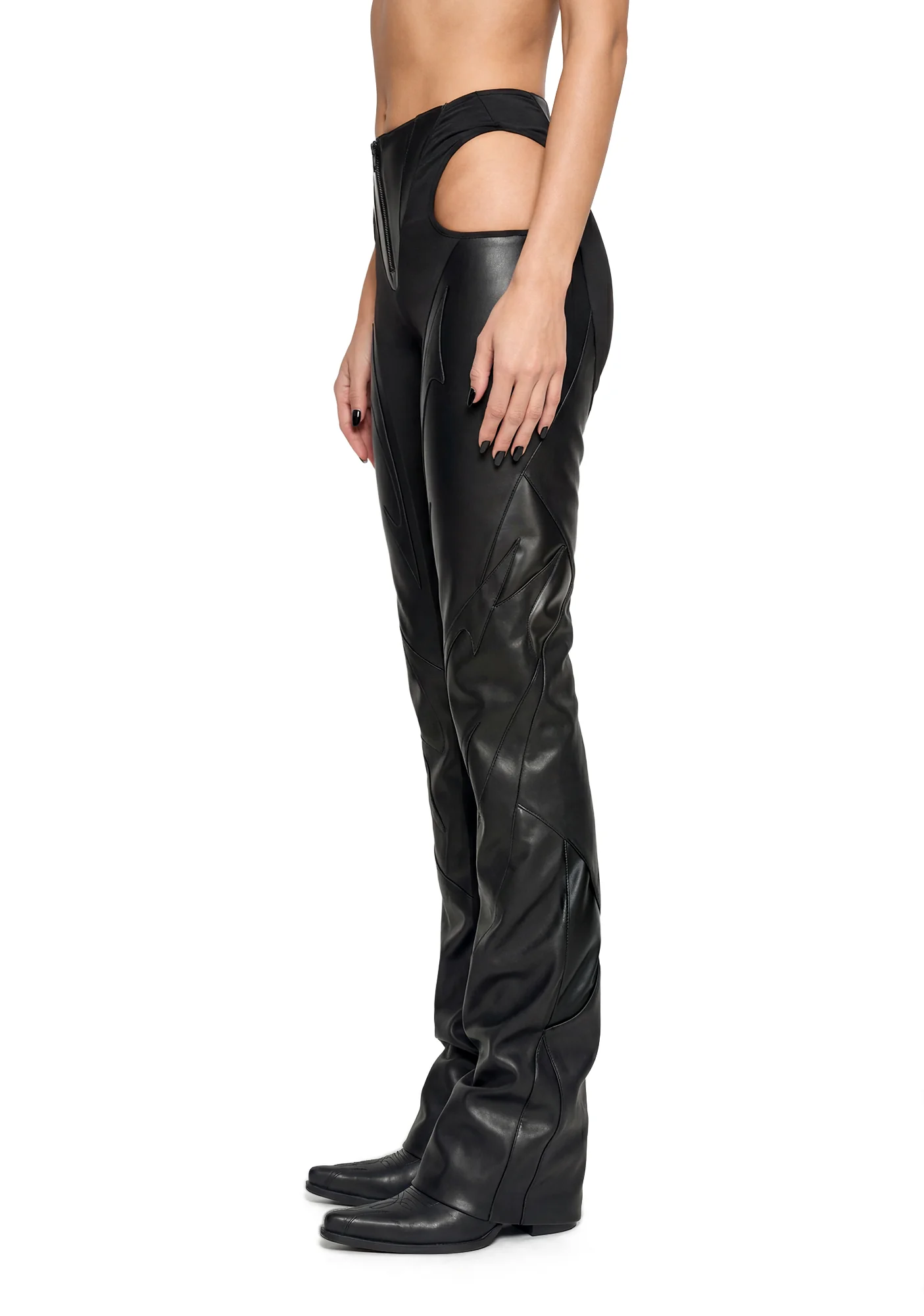 Moto Cut Out Pants - Black - Image 3
