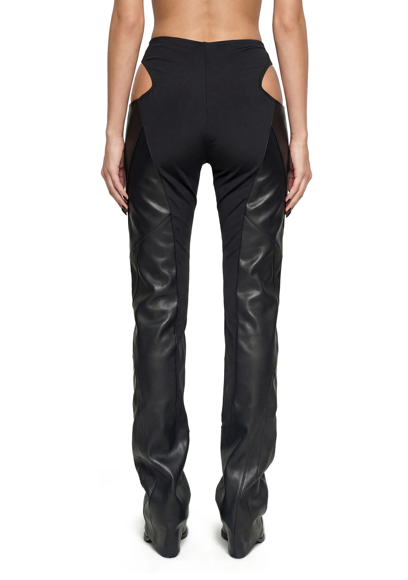 Moto Cut Out Pants - Black - Image 4