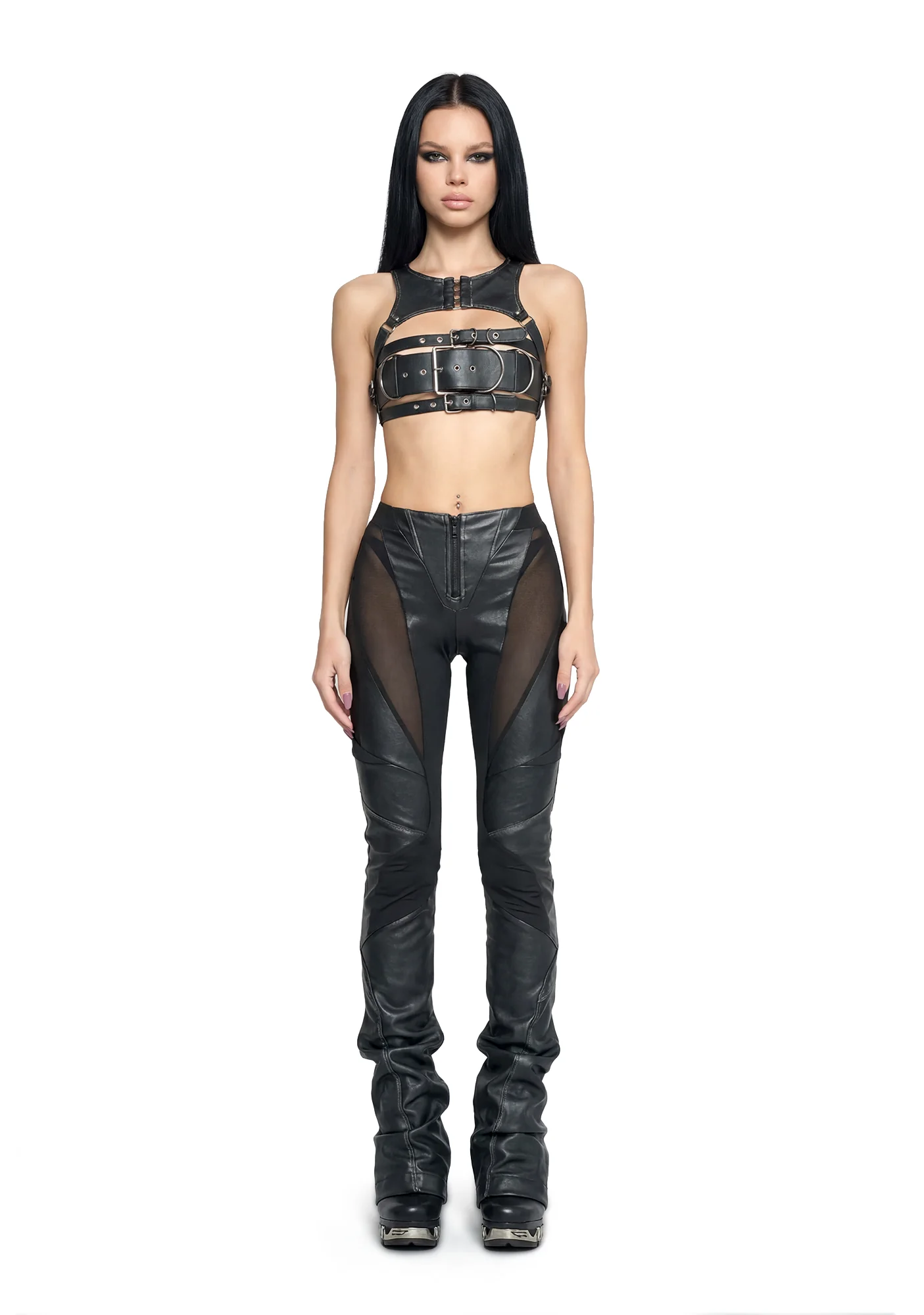 Moto Mesh Pants Washed - Black - Image 2