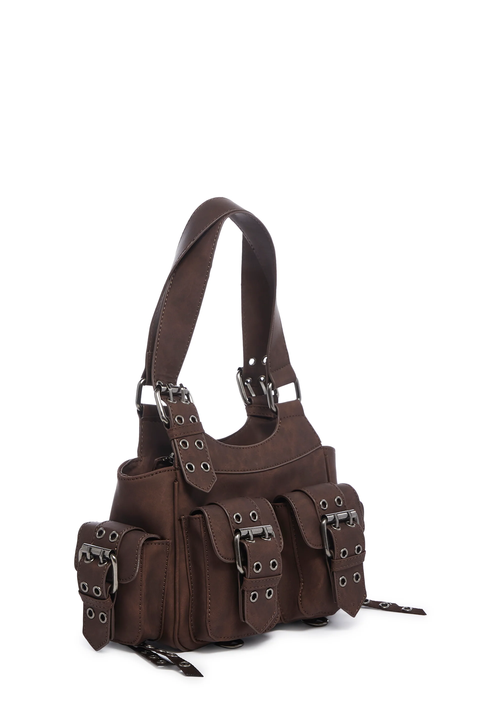 Moto Muse Buckle Handbag - Brown - Image 3