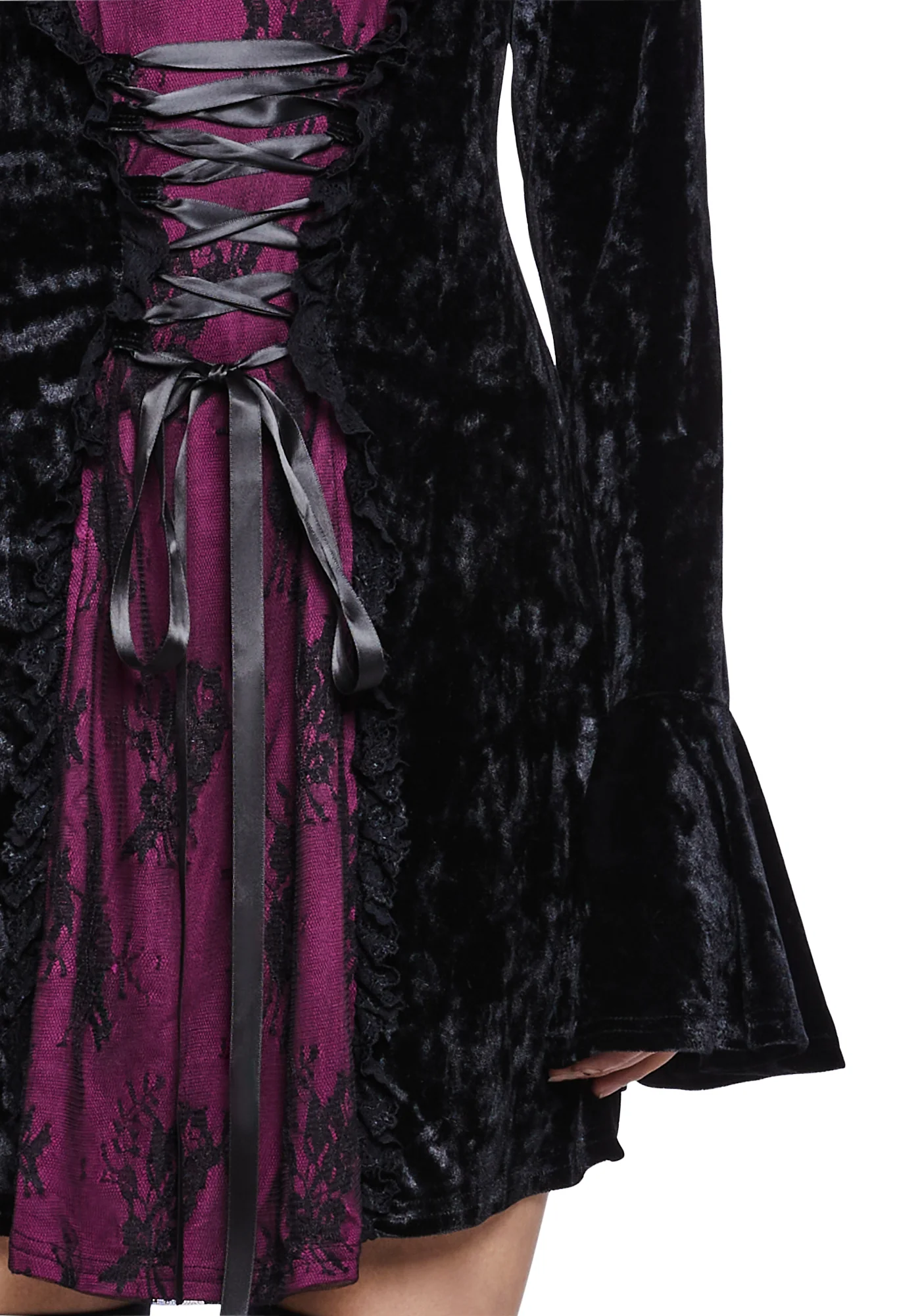 Mourning The Light Velvet Dress - Maroon - Image 5