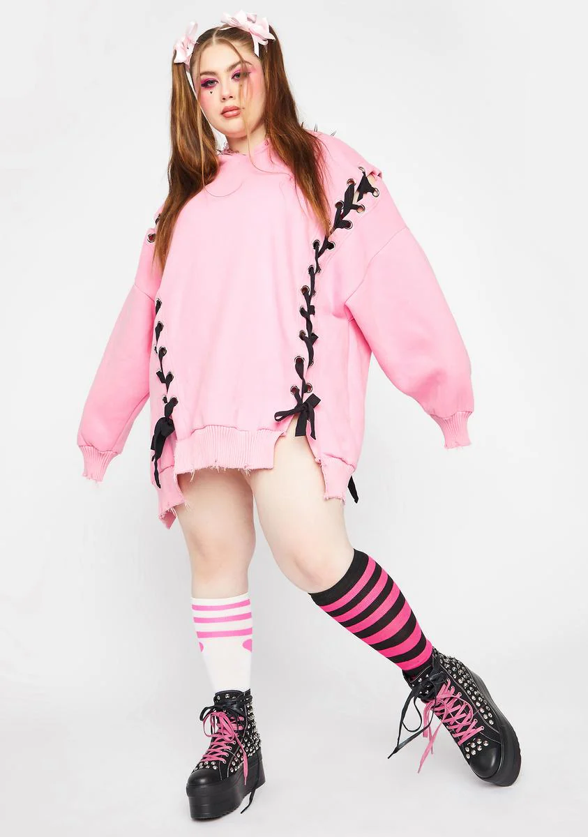 My Hearts N Hellions Lace Up Hoodie - Image 3
