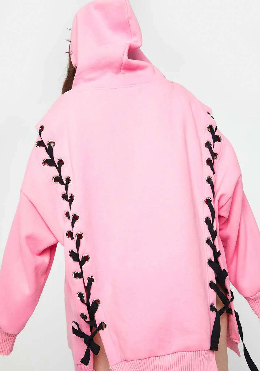 My Hearts N Hellions Lace Up Hoodie - Image 4
