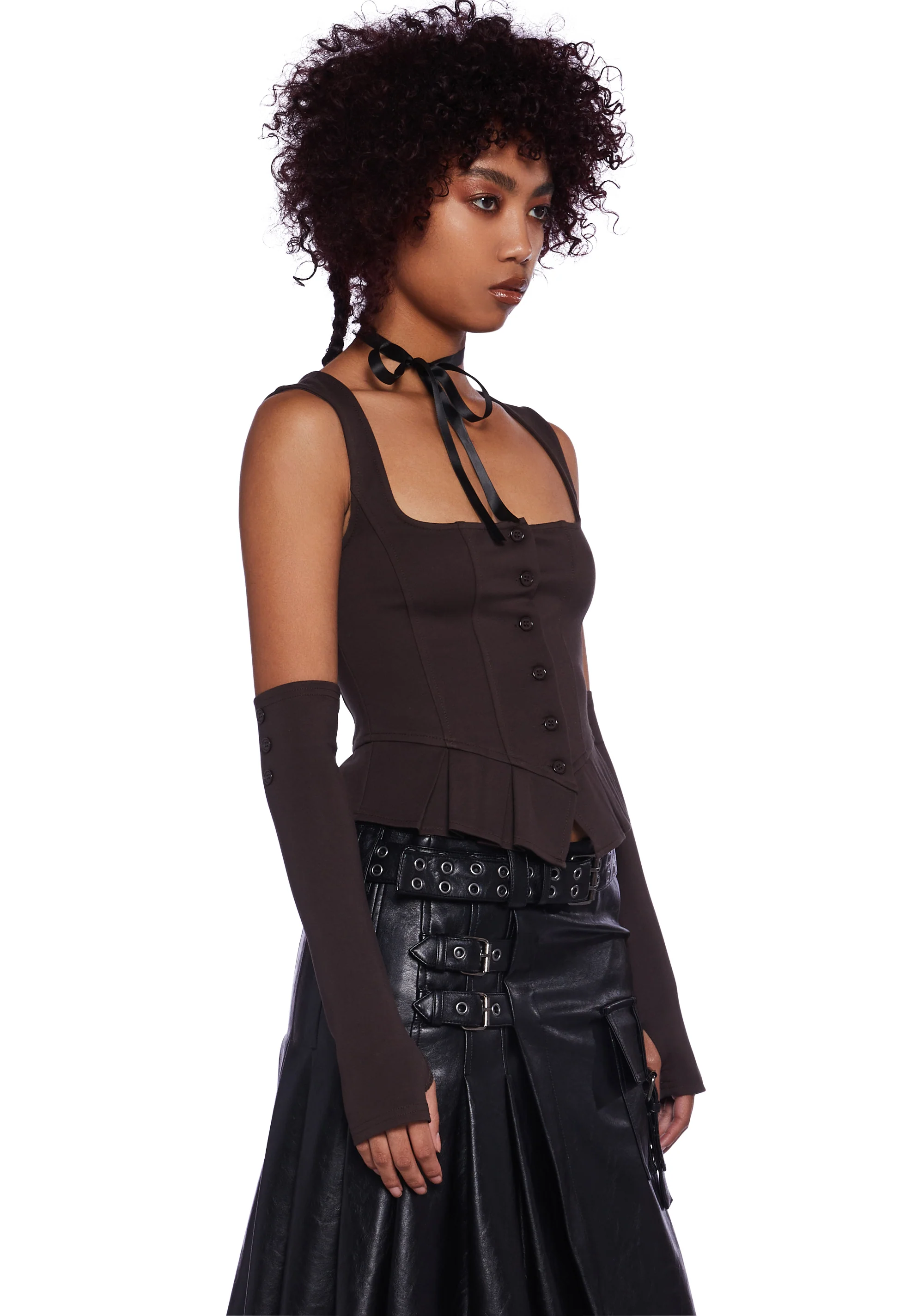 Nature Retreat Vest Top & Gloves Set - Brown - Image 3
