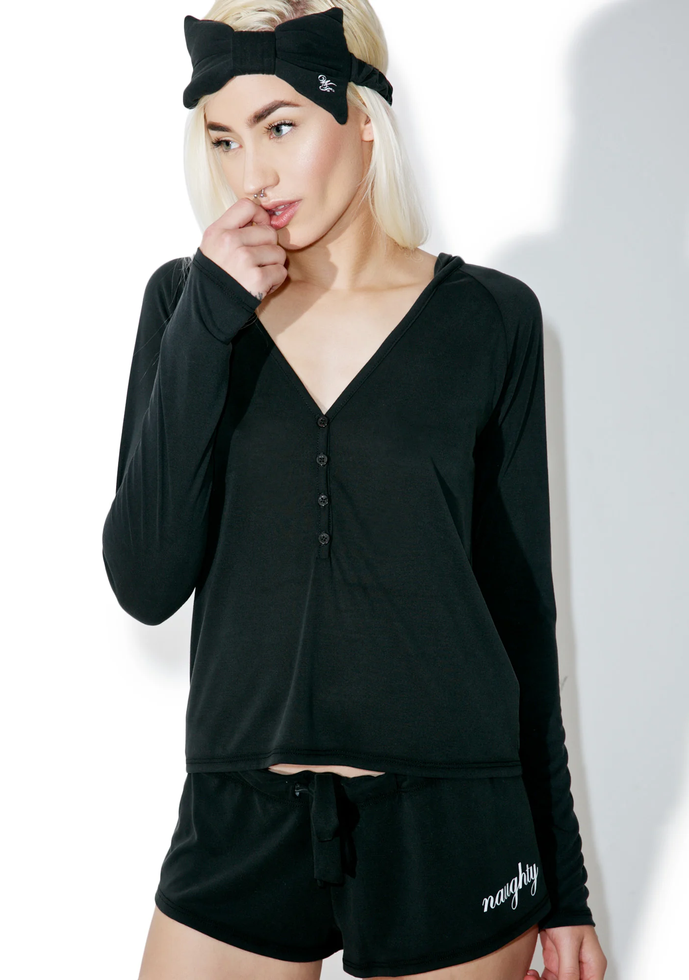 Naughty Hooded Henley Short Set - Image 4