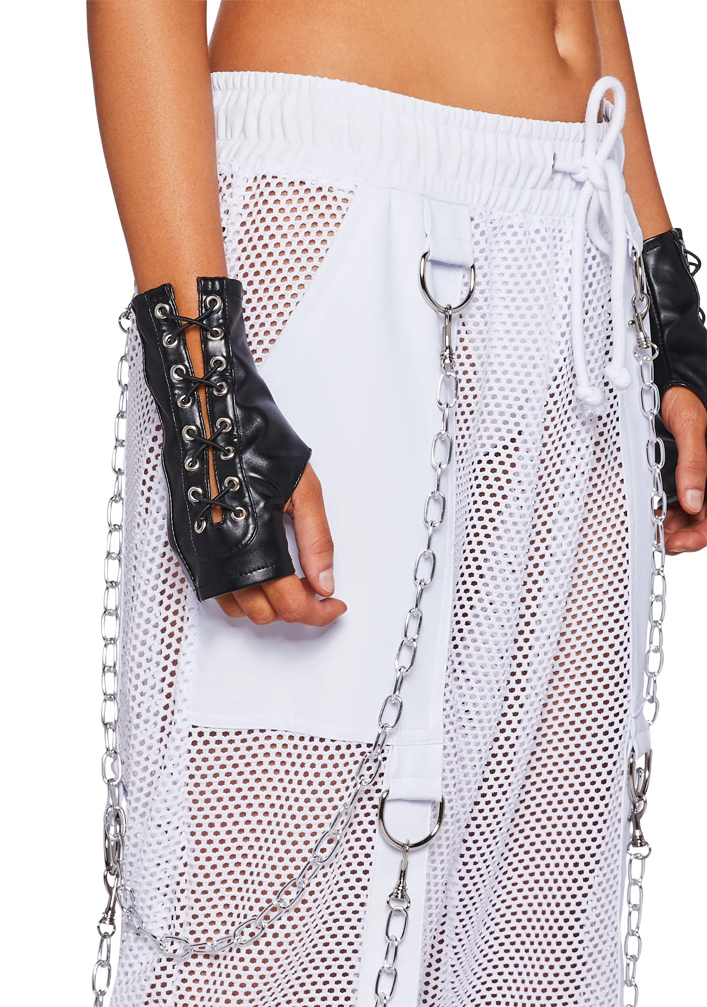 Naughty Nights Unisex Fishnet Joggers - White - Image 5