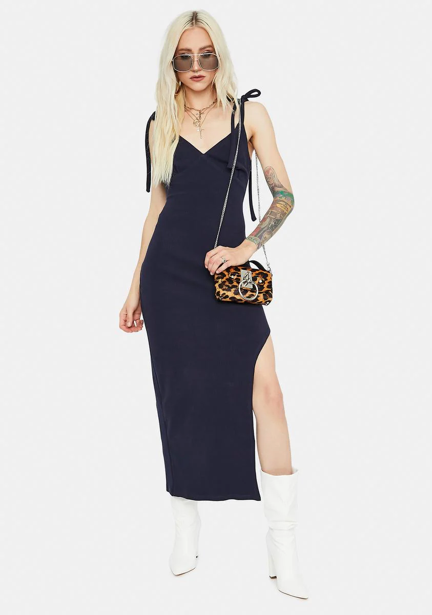 Navy Call Me Chic Tie Strap Midi Dress - Image 2