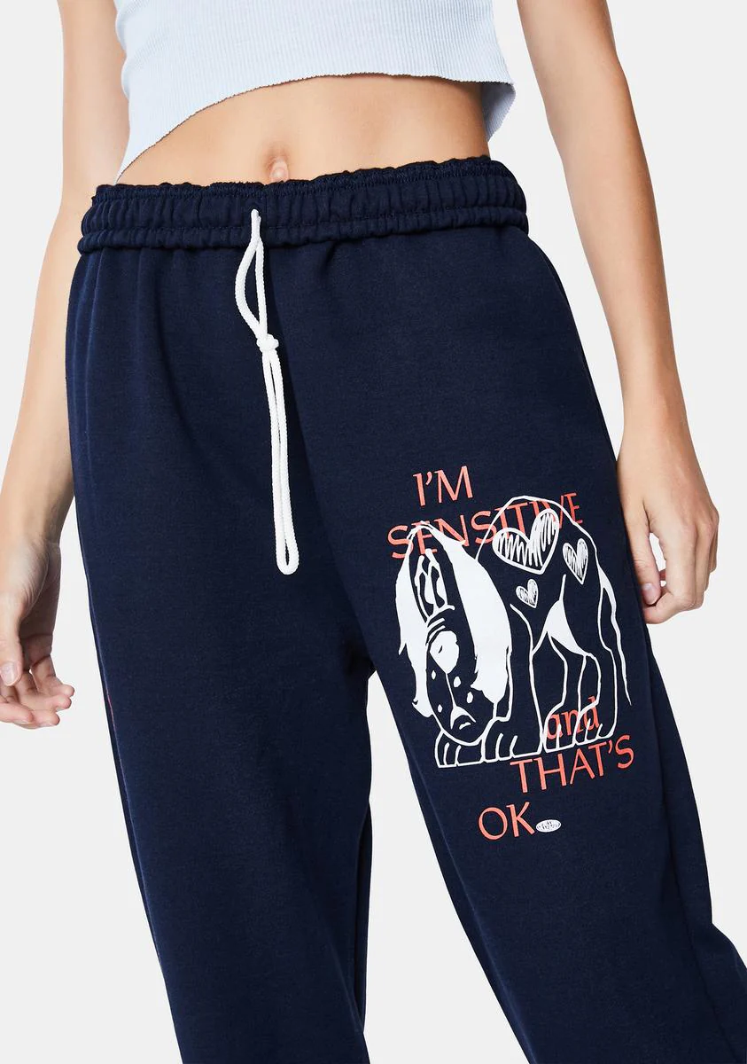 Navy Sensitive Graphic Sweatpants - Image 2