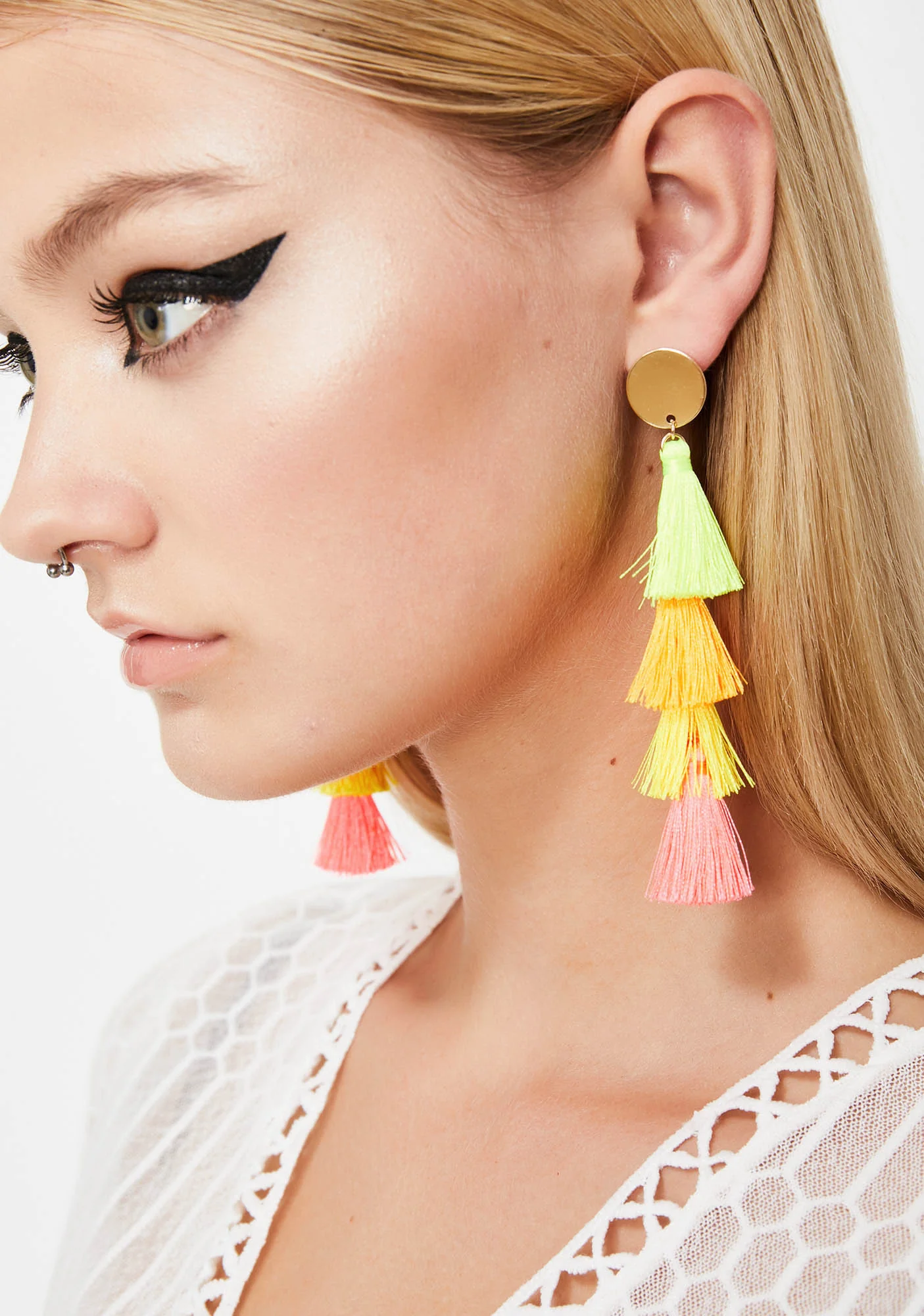 Neon Desert Tassel Earrings - Image 2