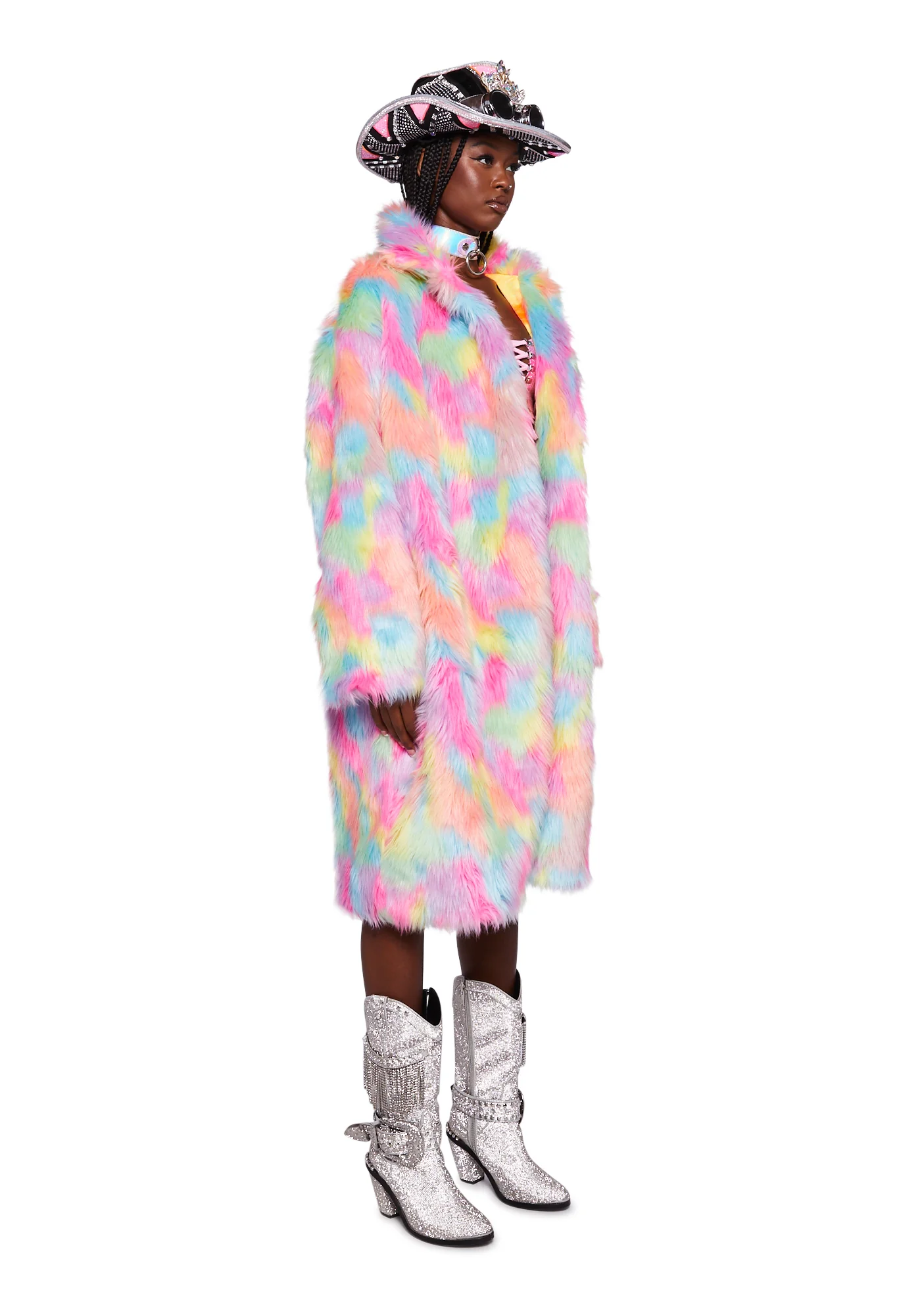 Neon Dreams Faux Fur Coat - Image 3