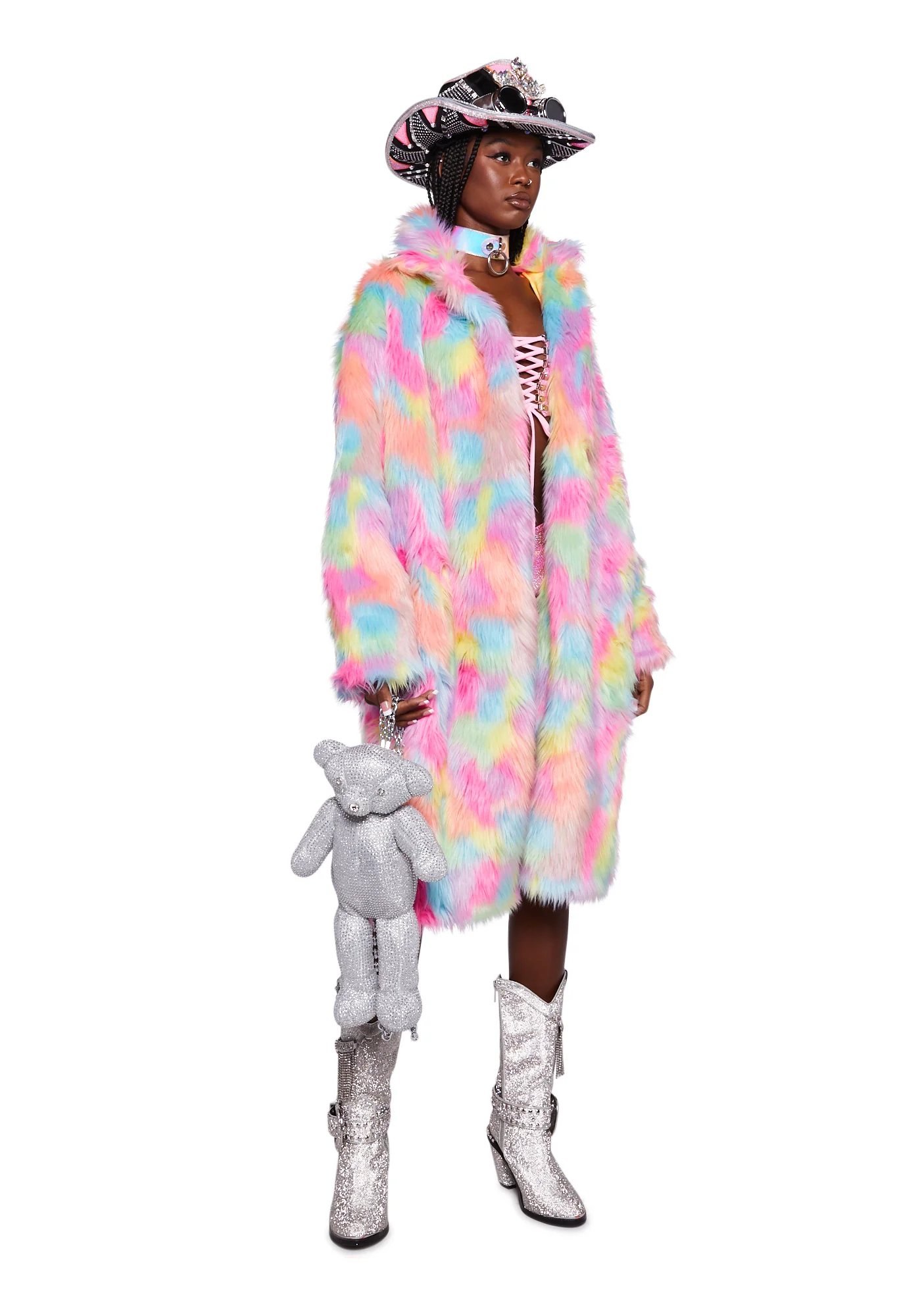 Neon Dreams Faux Fur Coat - Image 5