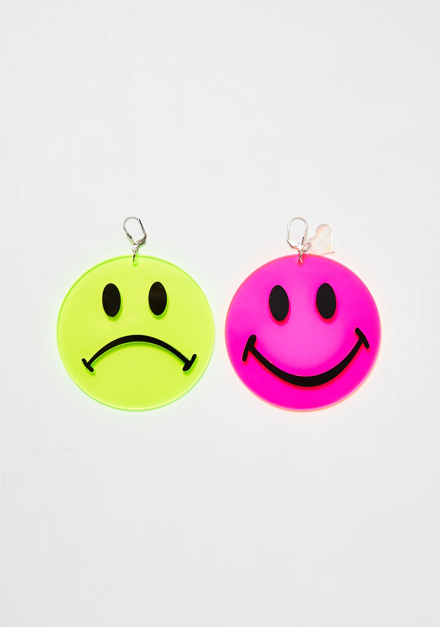 Neon Happy Sad Smiley Earrings - Image 2