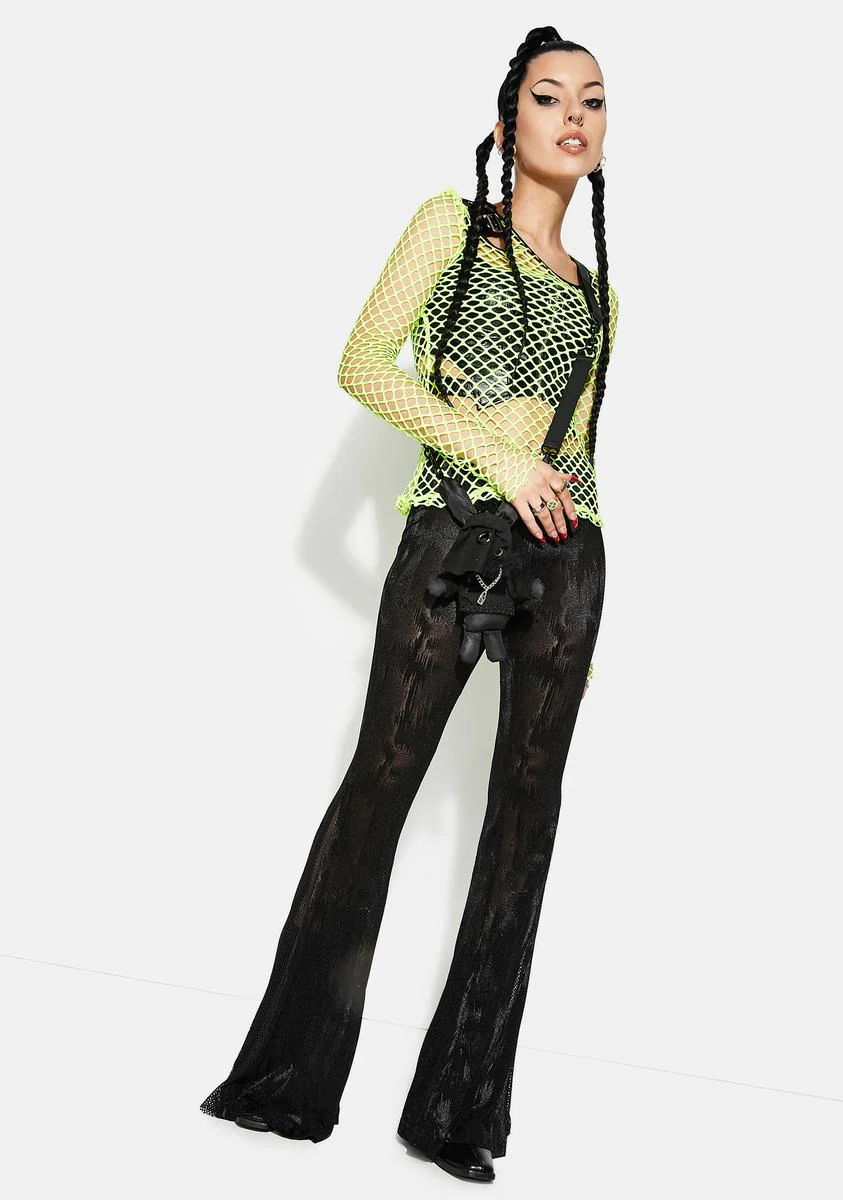 Neon Personality Punk Perspective Mesh Tee Shirt - Image 3