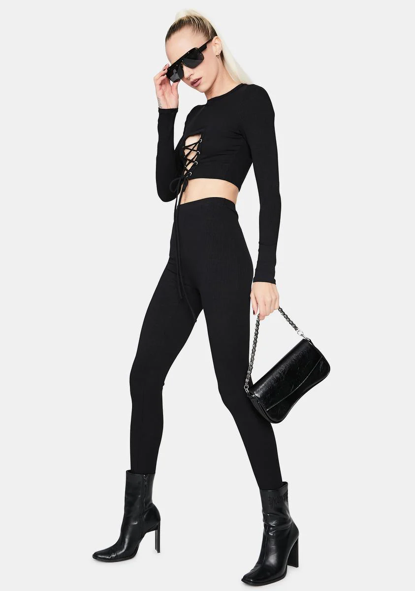 Never Better Lace Up Crop Top Set - Image 3