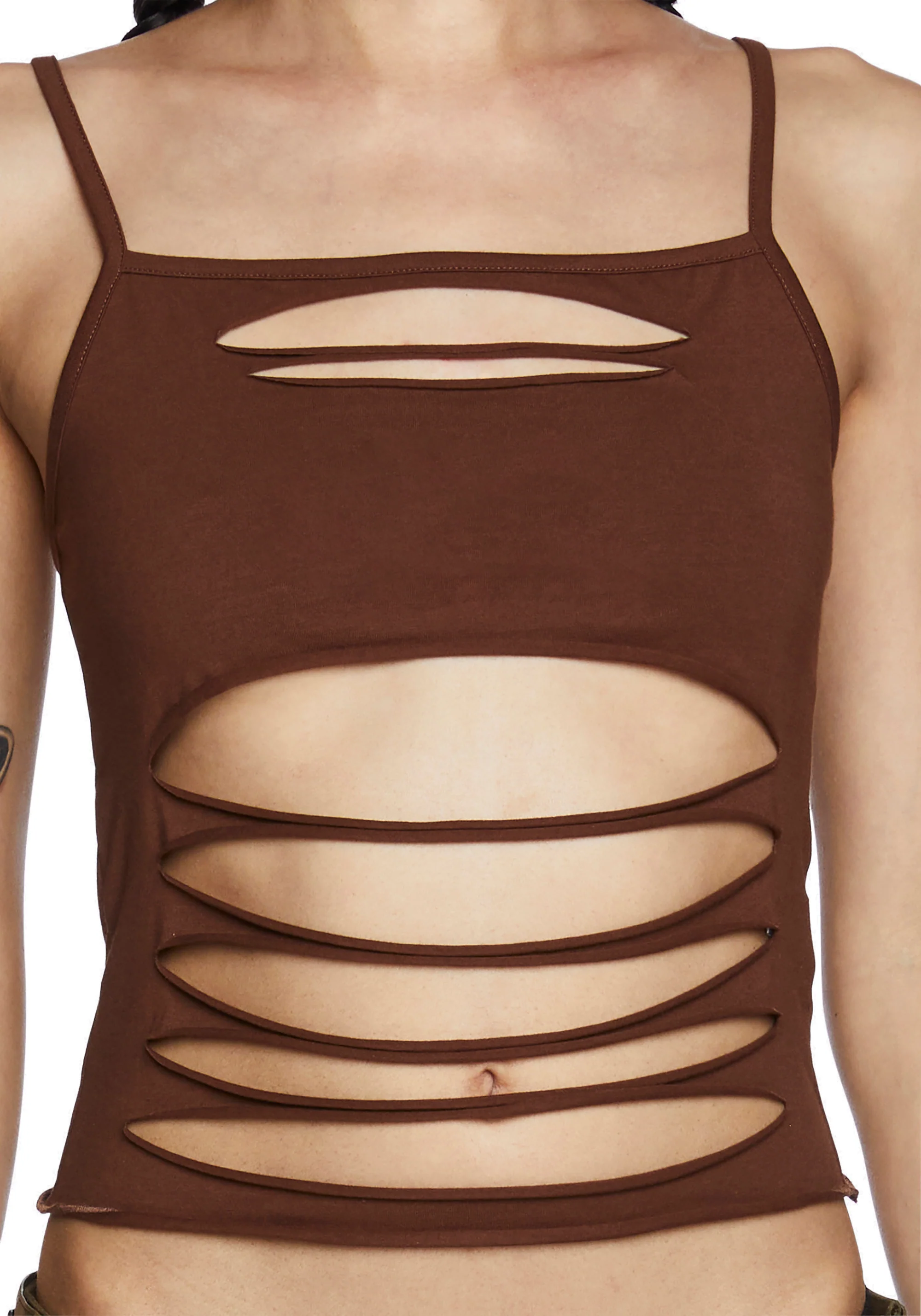 Never Conform Slashed Tank - Brown - Image 2