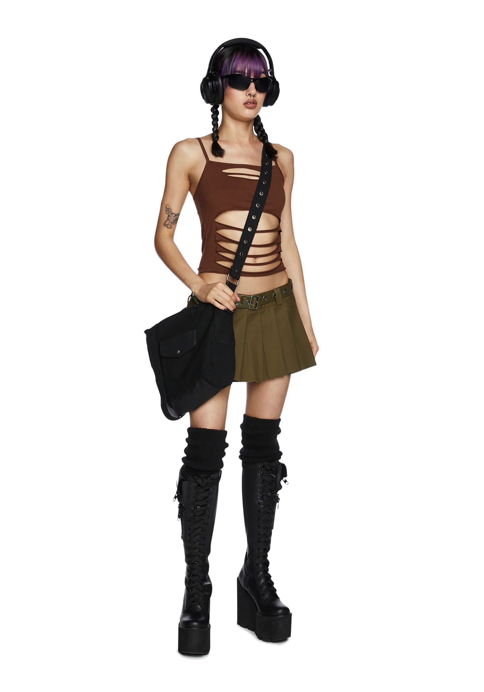 Never Conform Slashed Tank - Brown - Image 3