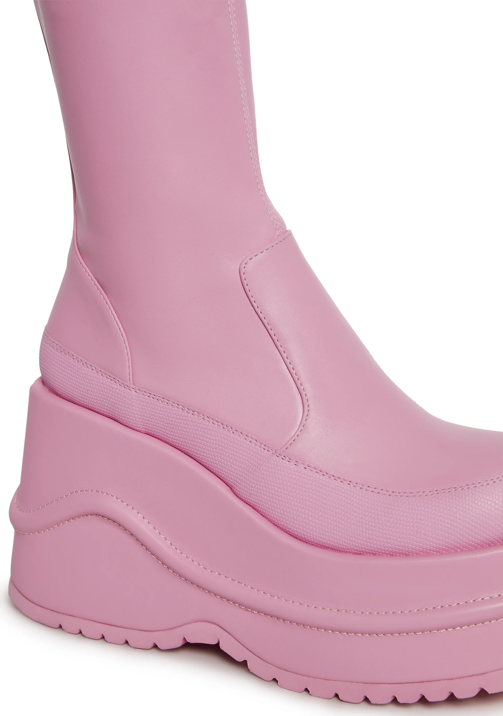 New Fans Wedge Stretch Boots - Pink - Image 2