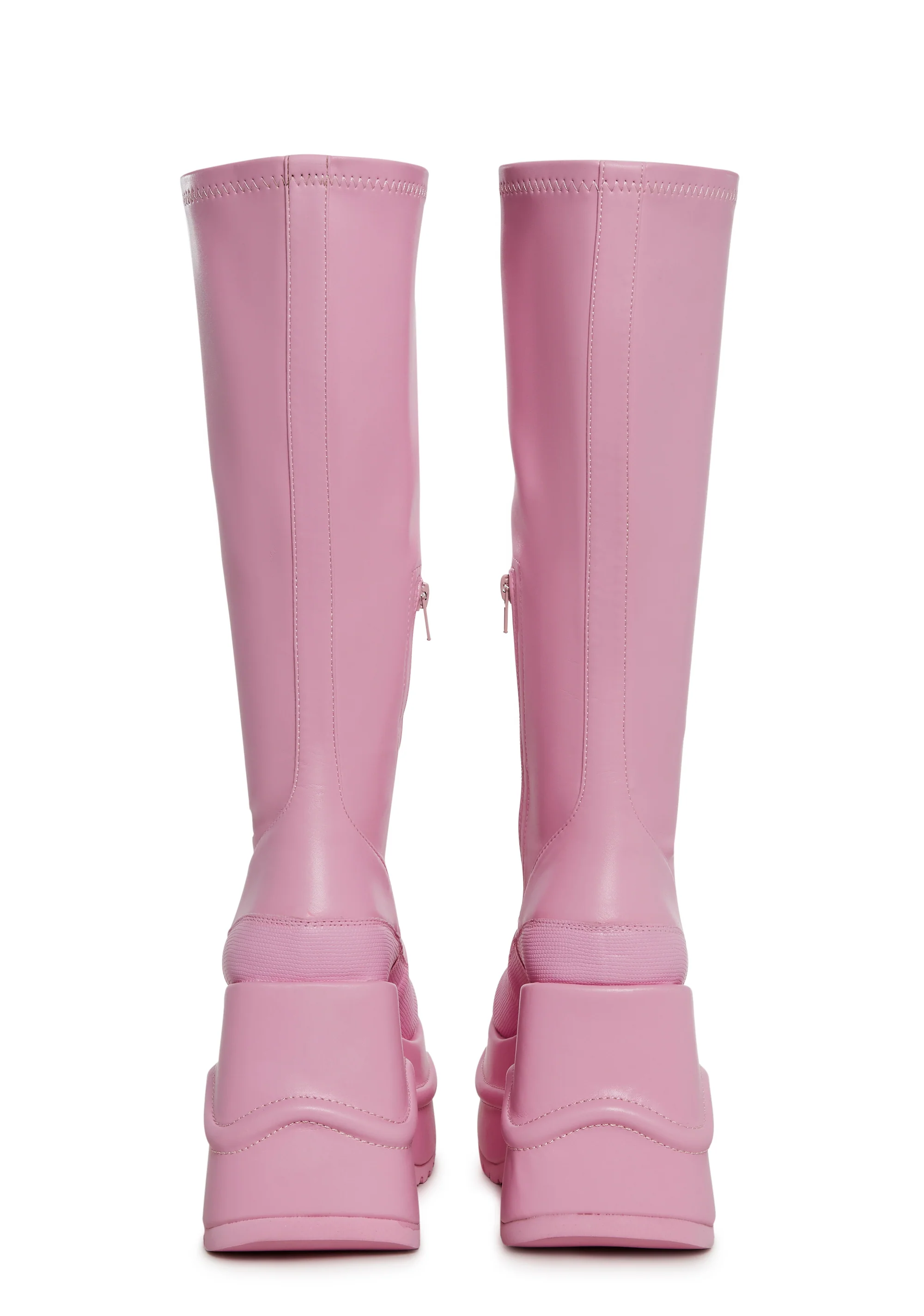 New Fans Wedge Stretch Boots - Pink - Image 4