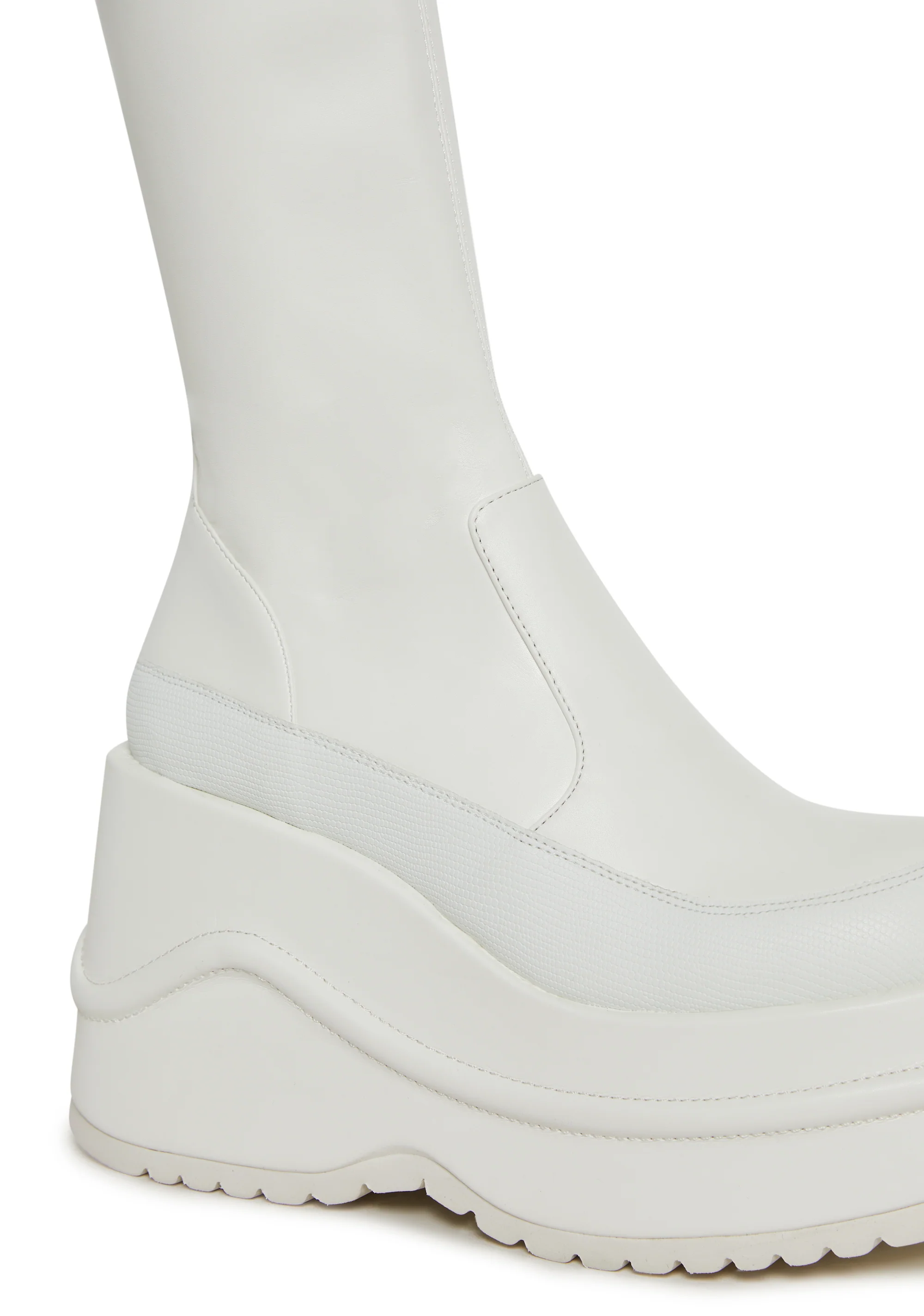 New Fans Wedge Stretch Boots - White - Image 2