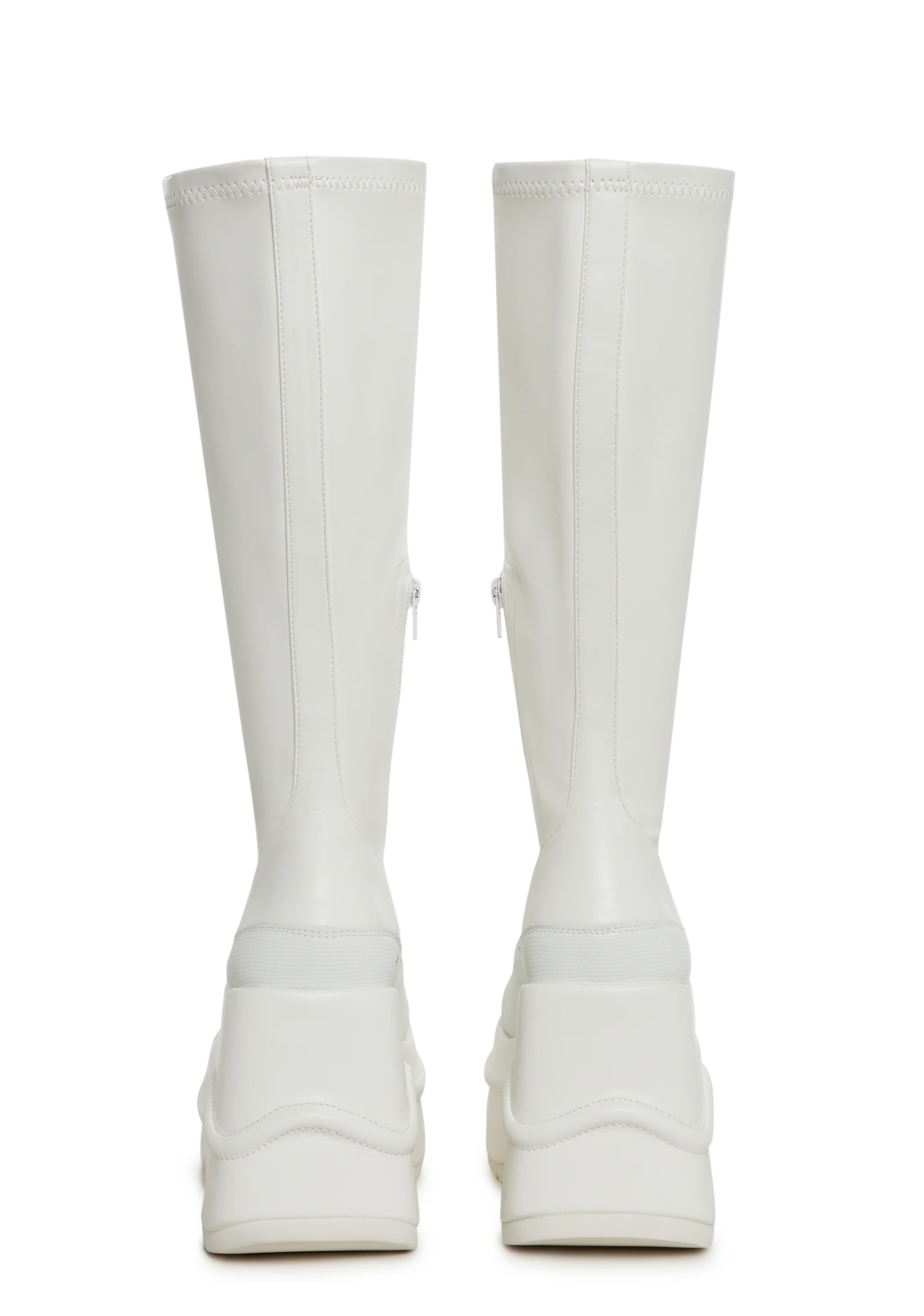 New Fans Wedge Stretch Boots - White - Image 4