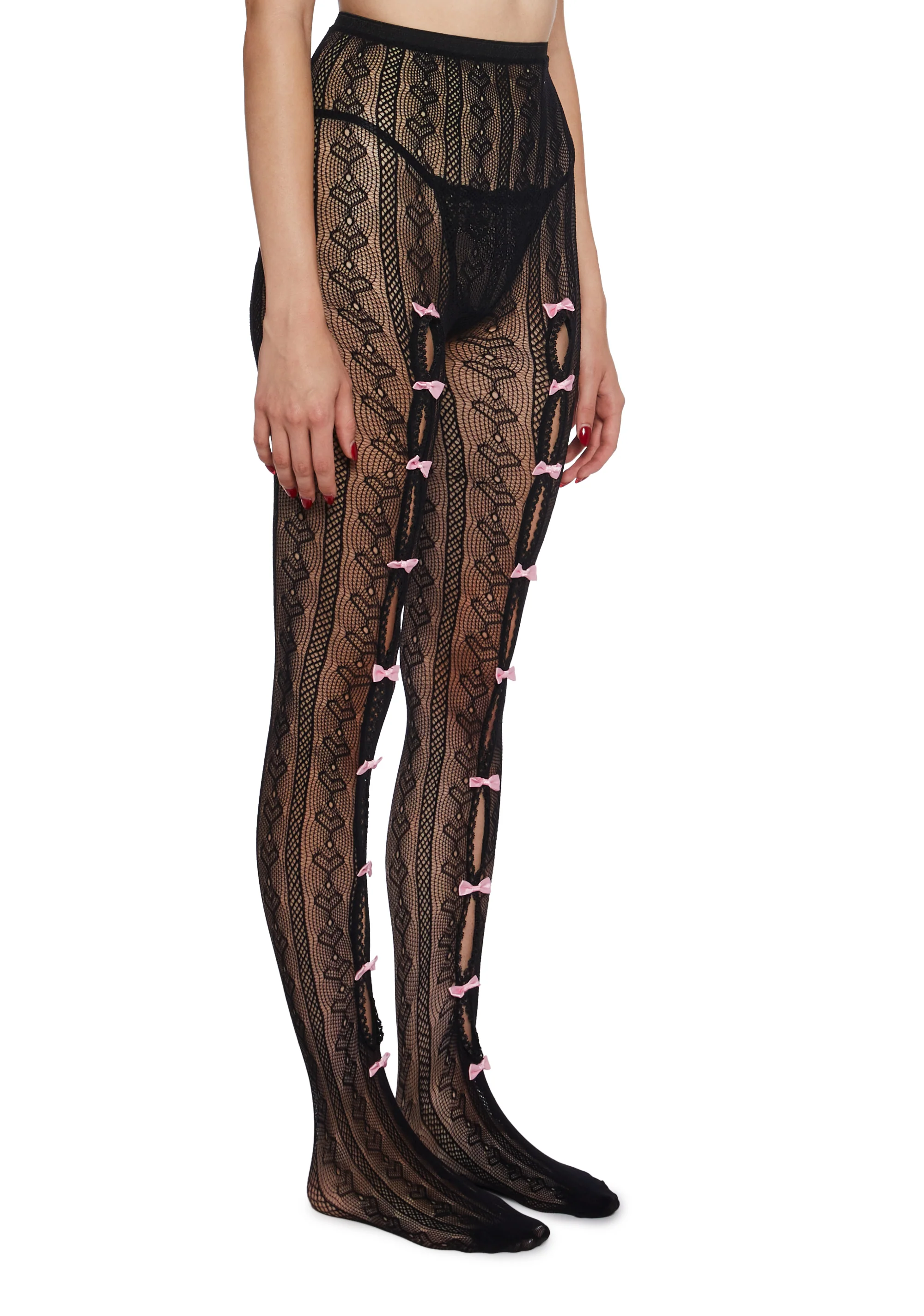 Next Level Sweetheart Lace Tights - Black - Image 3