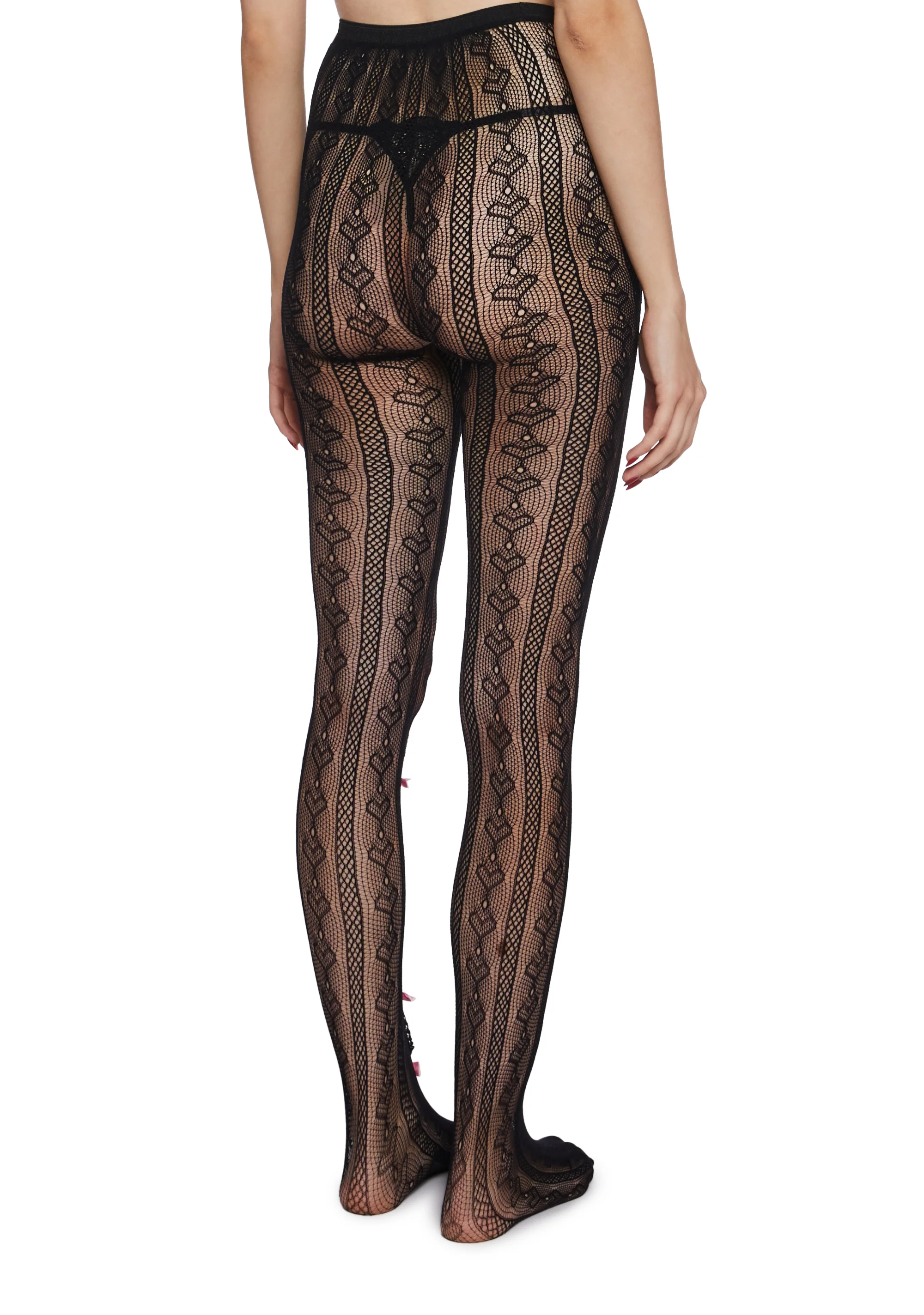 Next Level Sweetheart Lace Tights - Black - Image 4