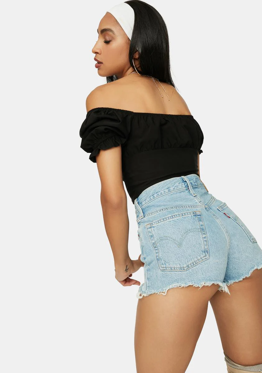Night No Spoilers Off Shoulder Lace Up Crop Top - Image 4