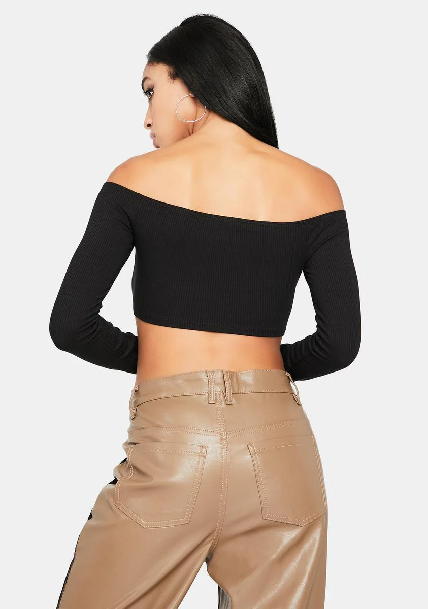 Night Party Don't Stop Off Shoulder Crop Top - Image 4