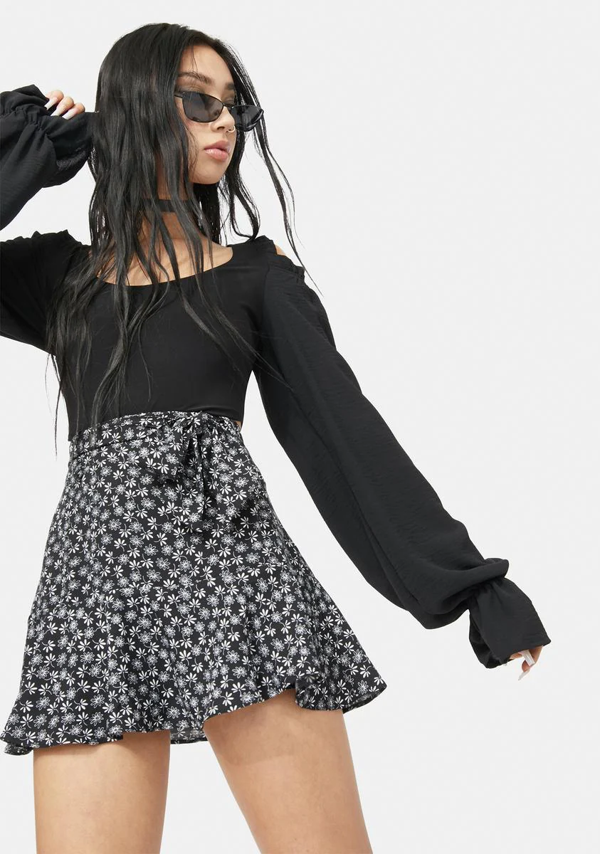 Night Picked Perfection Floral Wrap Mini Skirt - Image 2