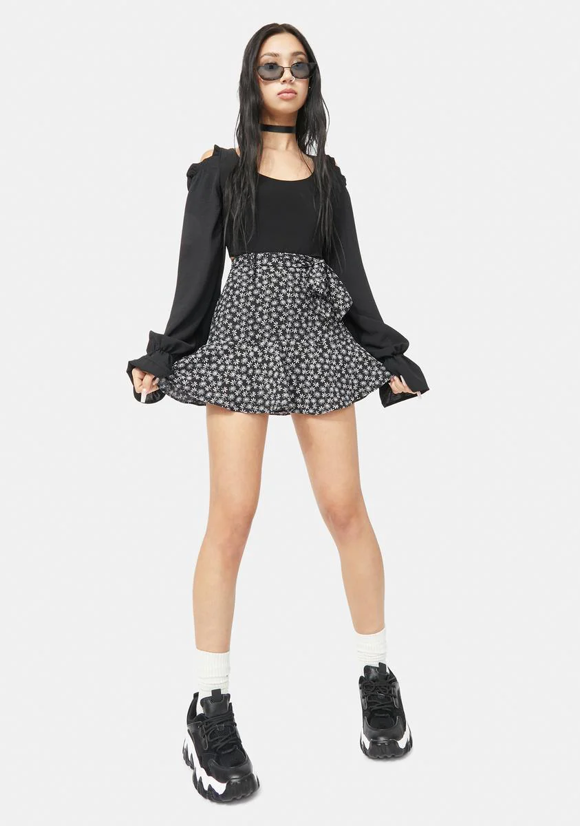 Night Picked Perfection Floral Wrap Mini Skirt - Image 3