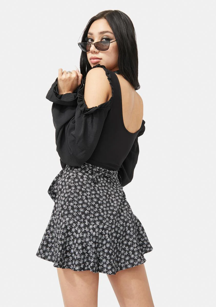 Night Picked Perfection Floral Wrap Mini Skirt - Image 4