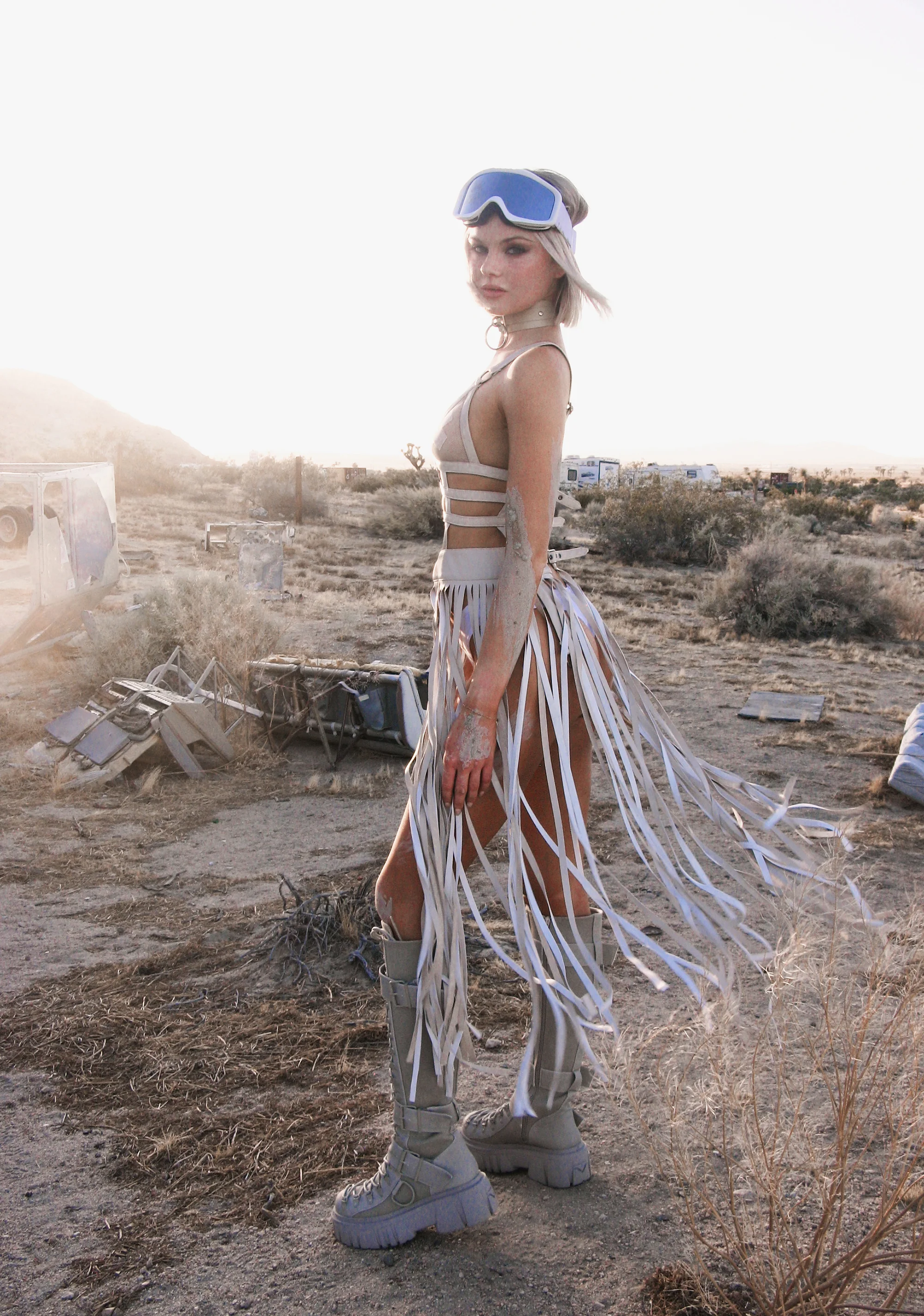 Night Shadows Harness Dress - Sand - Image 6