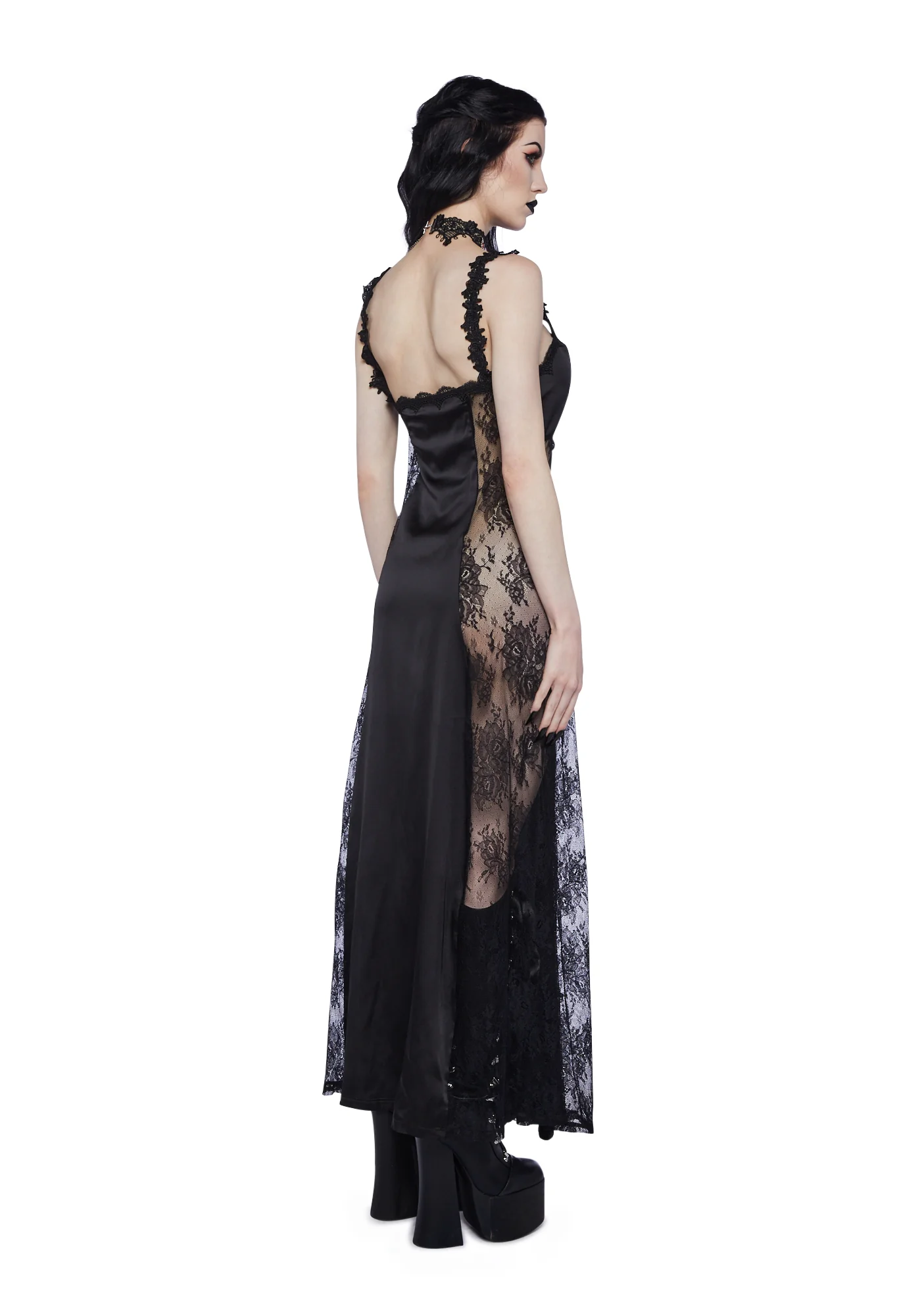 Night Surrender Maxi Slip Dress - Black - Image 4
