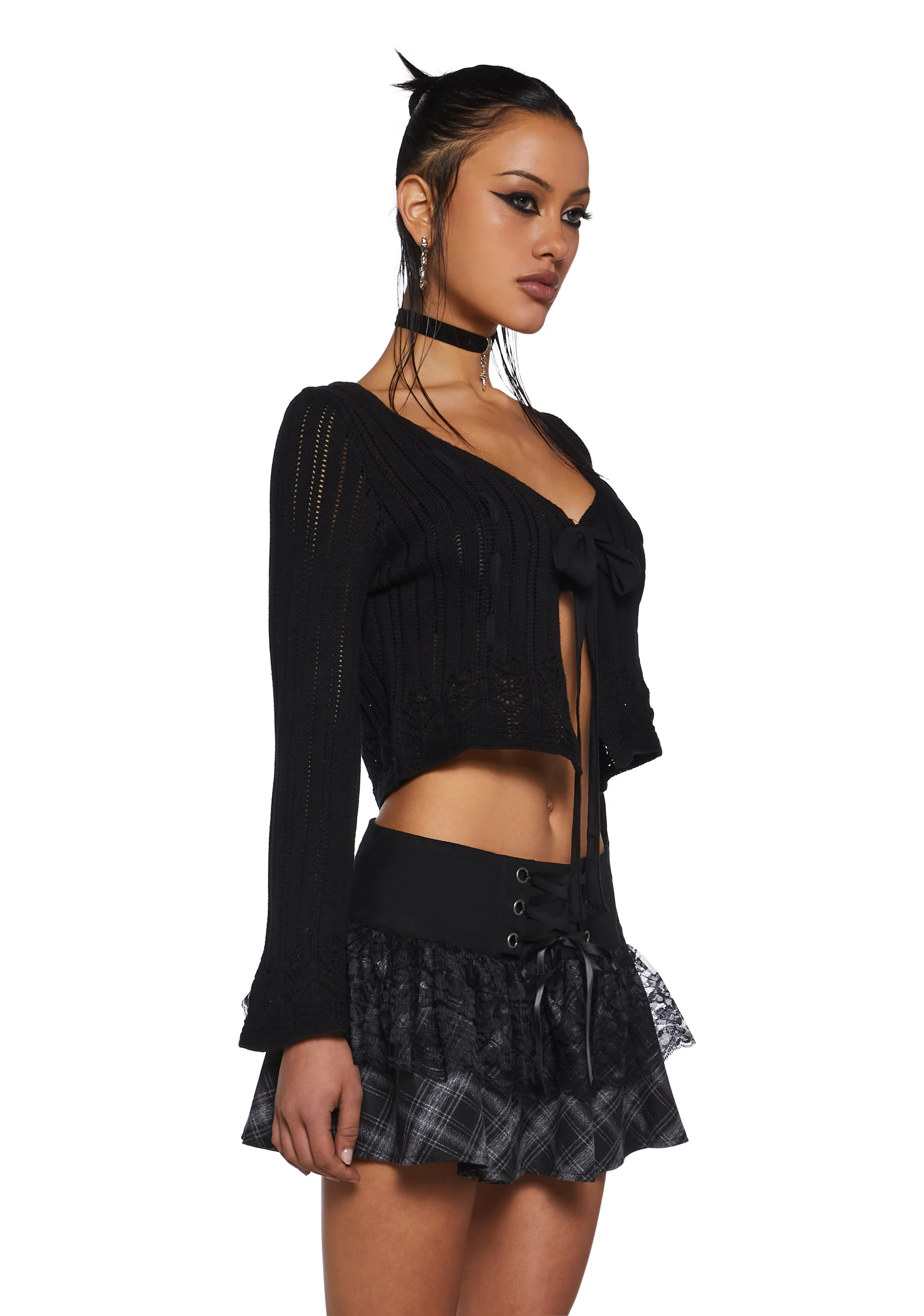Nightshade Whispers Pointelle Cardigan - Image 3
