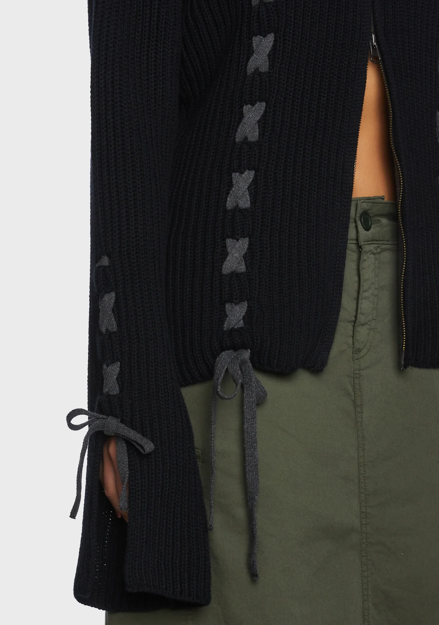 Nixie Lace Up Cardigan - Black - Image 2