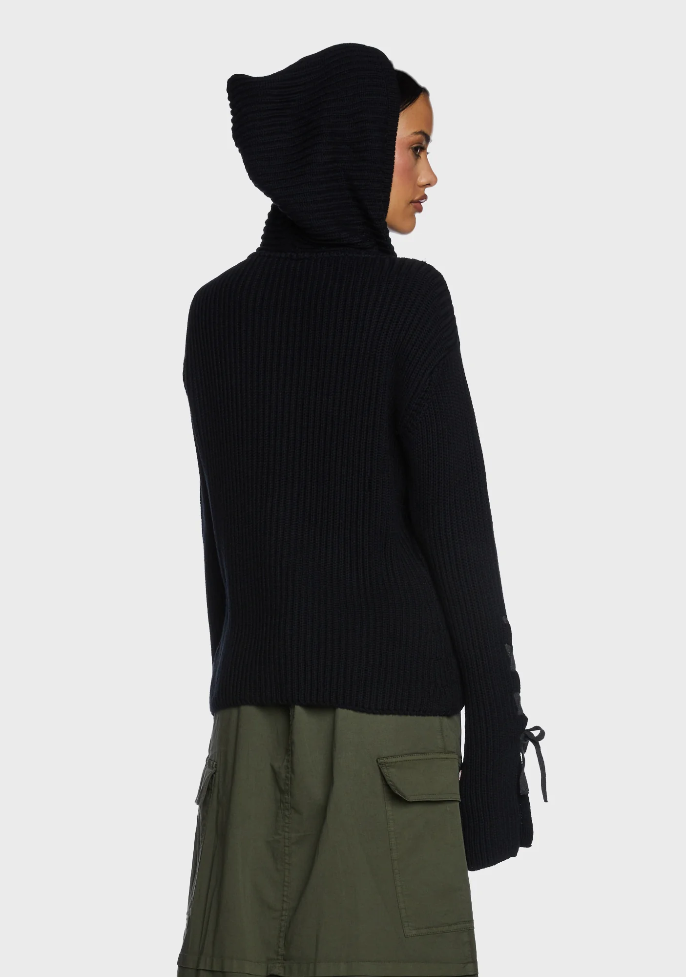 Nixie Lace Up Cardigan - Black - Image 4