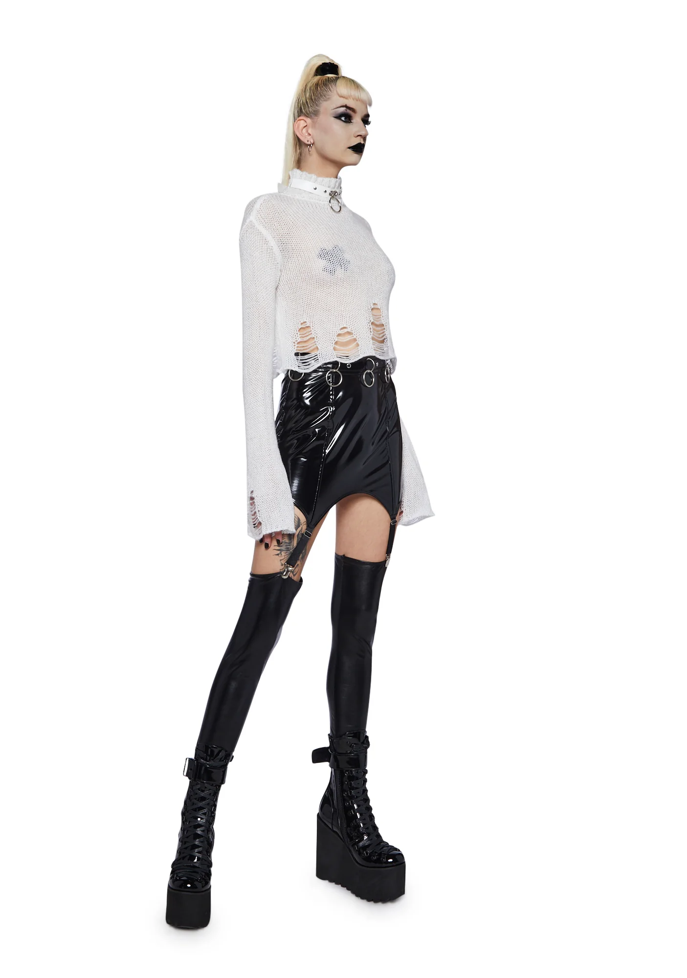 No Pressure Knit Sweater- White - Image 2