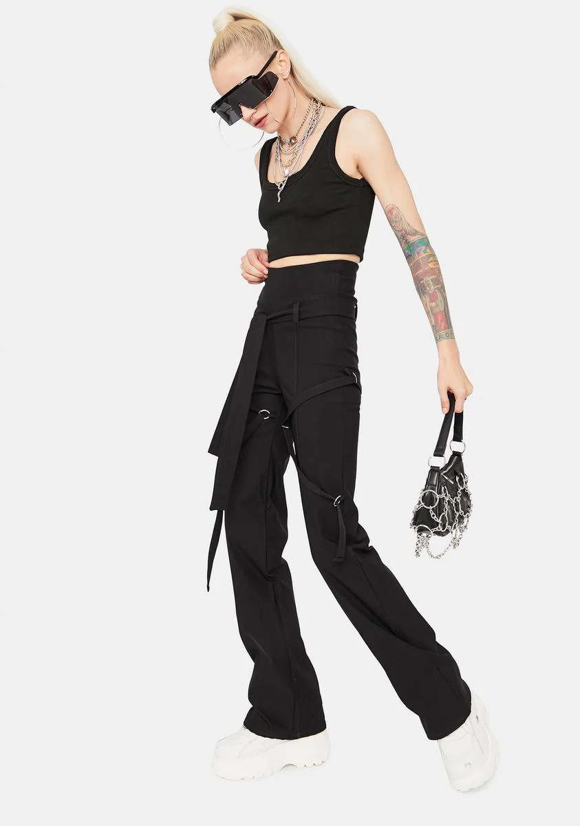 Noir Come Correct Strappy Flare Pants - Image 2